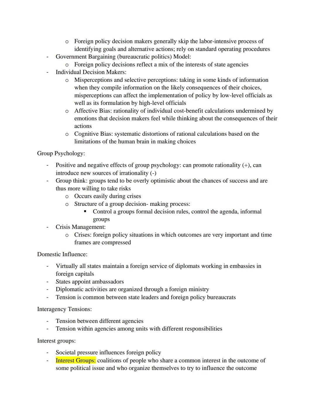 # International Relations Mid Term 1 Review:
Chapter One: The Globalization of International Relations

- International relations: concerns 