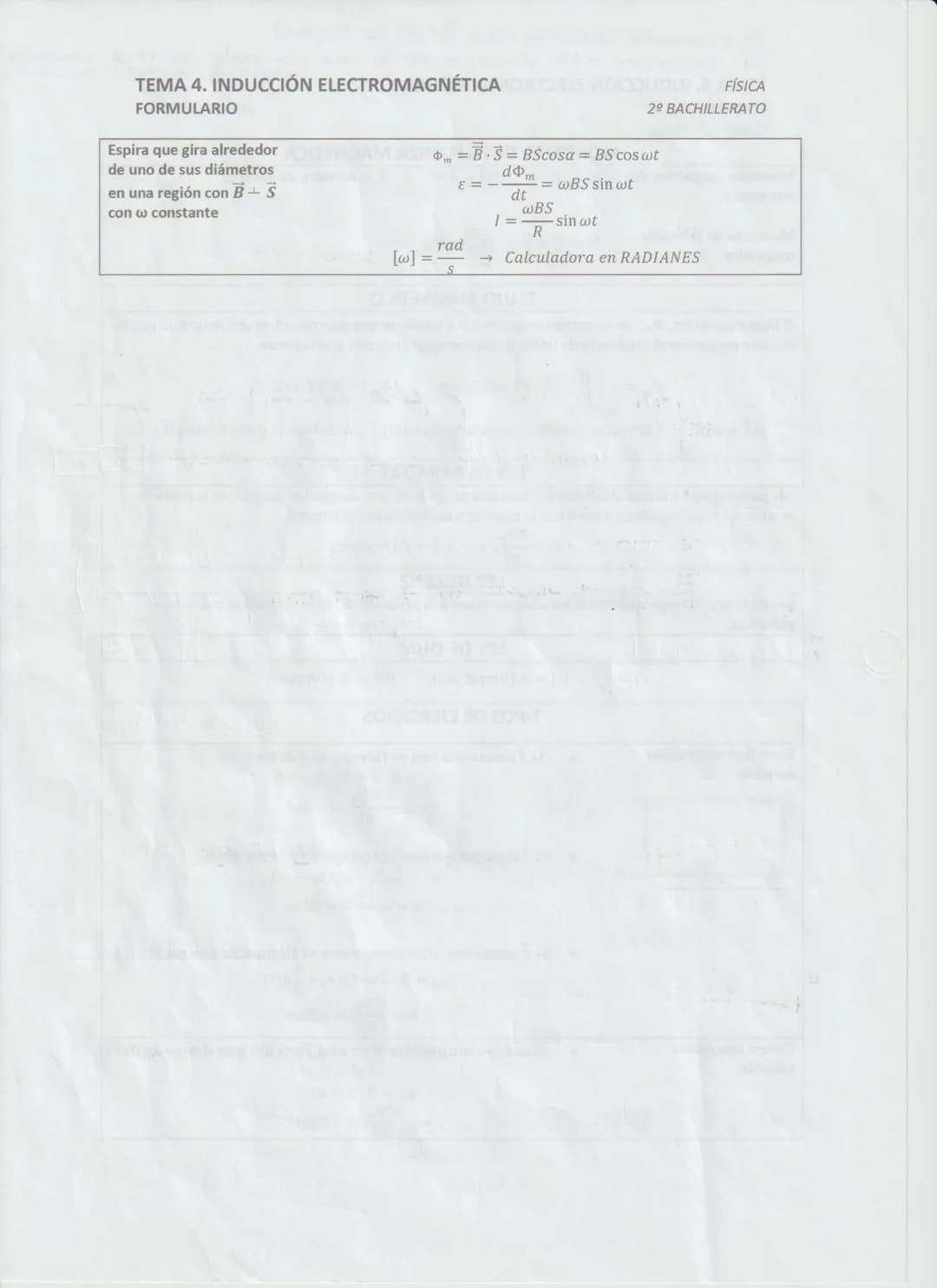 T3 comente eléctrica crea B (Ley de Ampère)
T4 Inducción La variación de & crea comente eléctrica inducida
TEMA 4. INDUCCIÓN ELECTROMAGNÉTIC