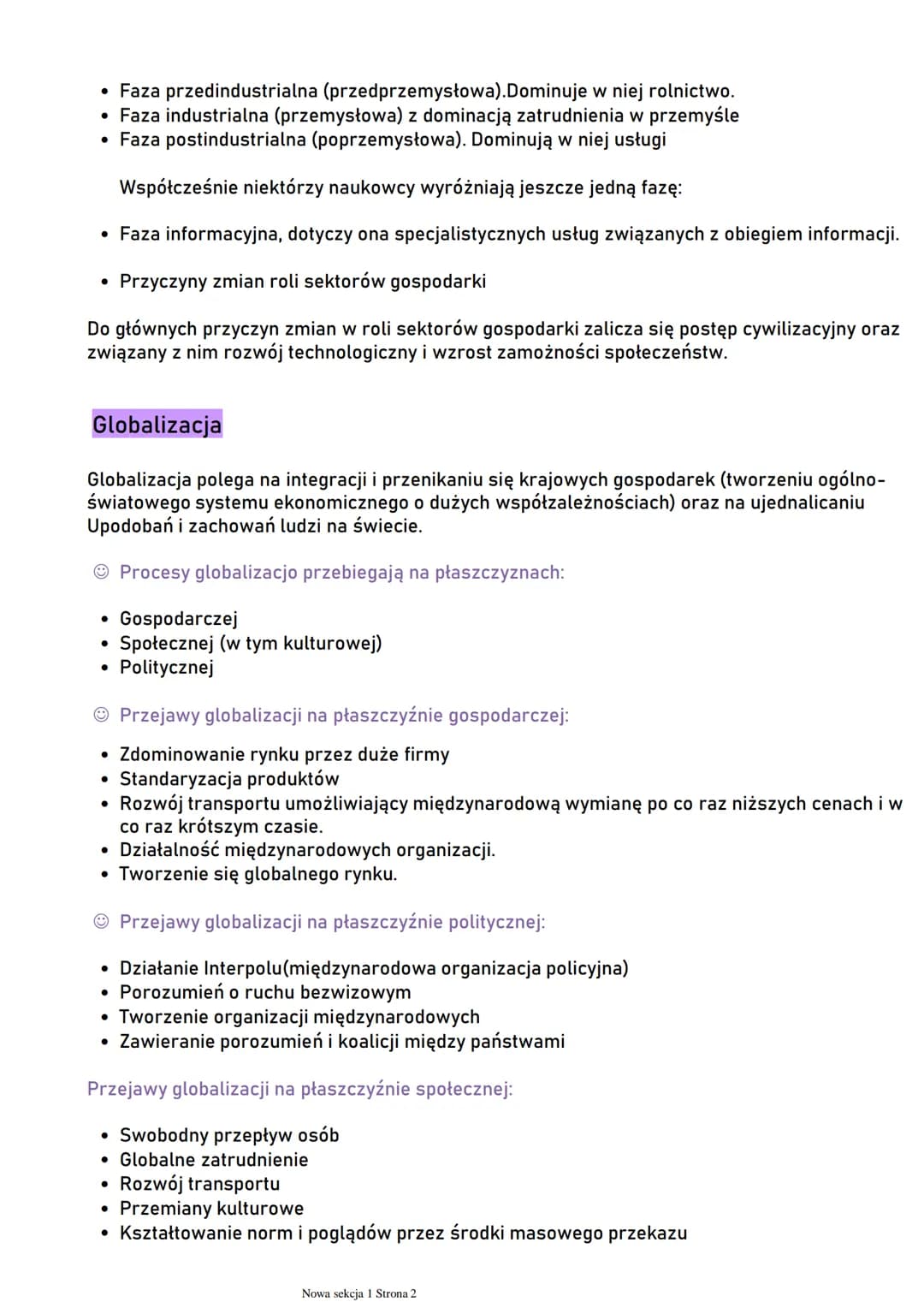 # Sektory Gospodarki. Globalizacja.
czwartek, 30 marca 2023 18:13

1. Zmiana roli sektorów gospodarki na świecie.

*   Podział gospodarki na
