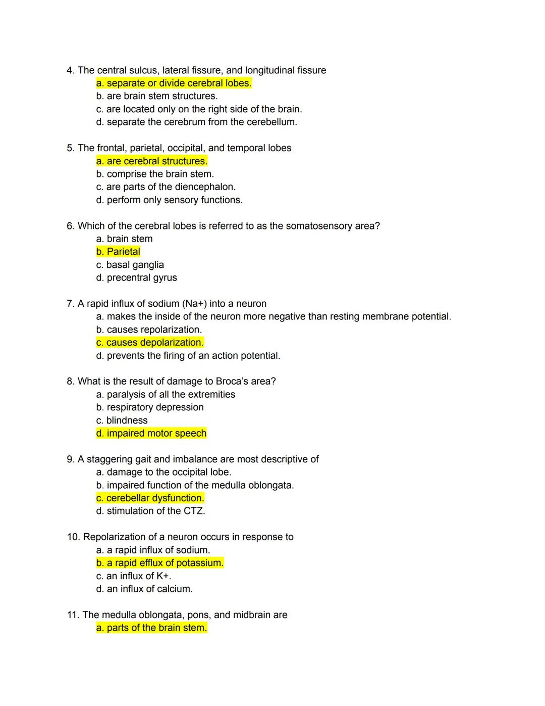 # Matching
Organization of the Nervous System
Directions: Match the following terms to the most appropriate definition by writing the correc