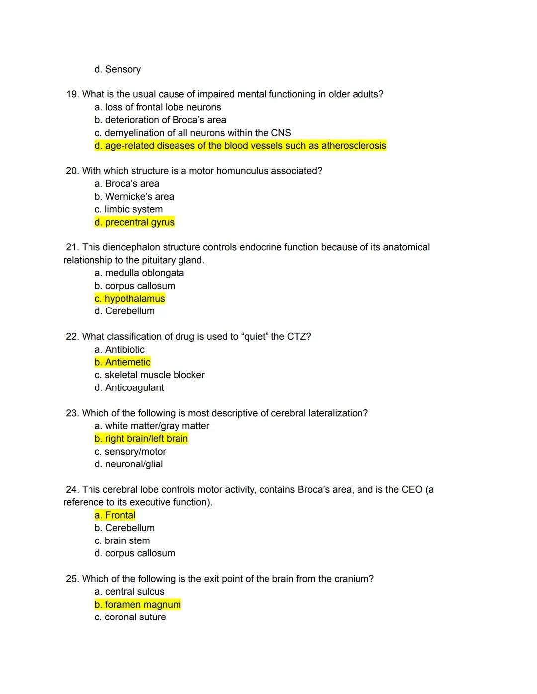 # Matching
Organization of the Nervous System
Directions: Match the following terms to the most appropriate definition by writing the correc