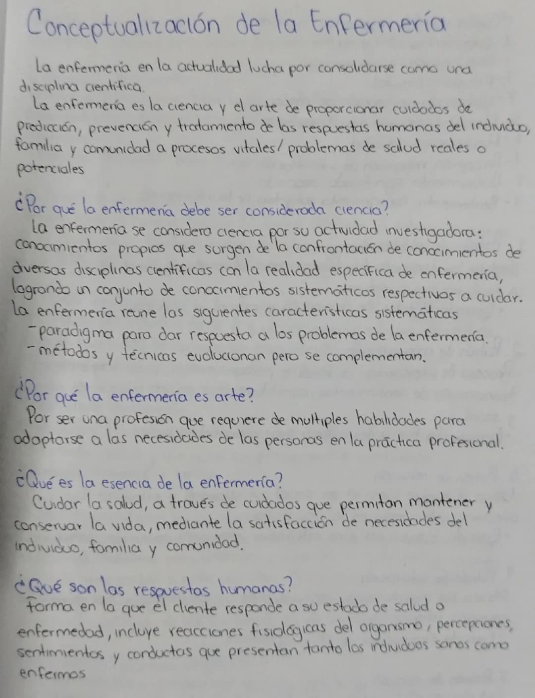 # Conceptualización de la Enfermería

La enfermería en la actualidad lucha por consolidarse como una
disciplina científica.
La enfermería es