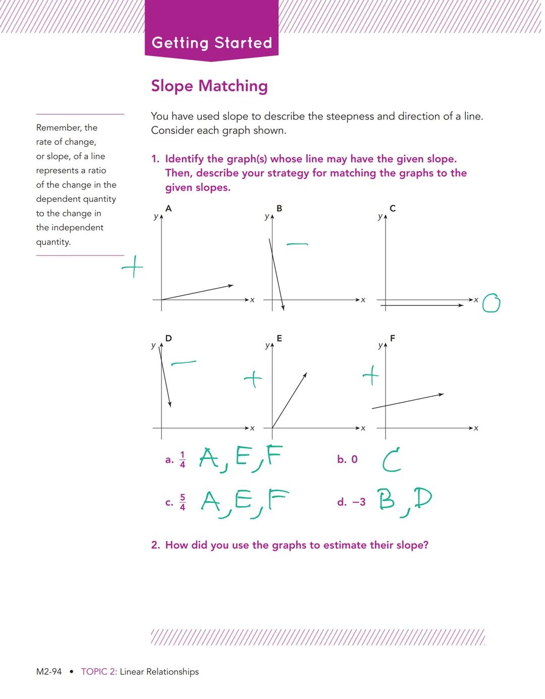 # At the
Arcade
Linear Relationships in Tables

WARM UP
Use similar right triangles to determine
the slope of each line.

AY
8
6
M=-3
2
3
86