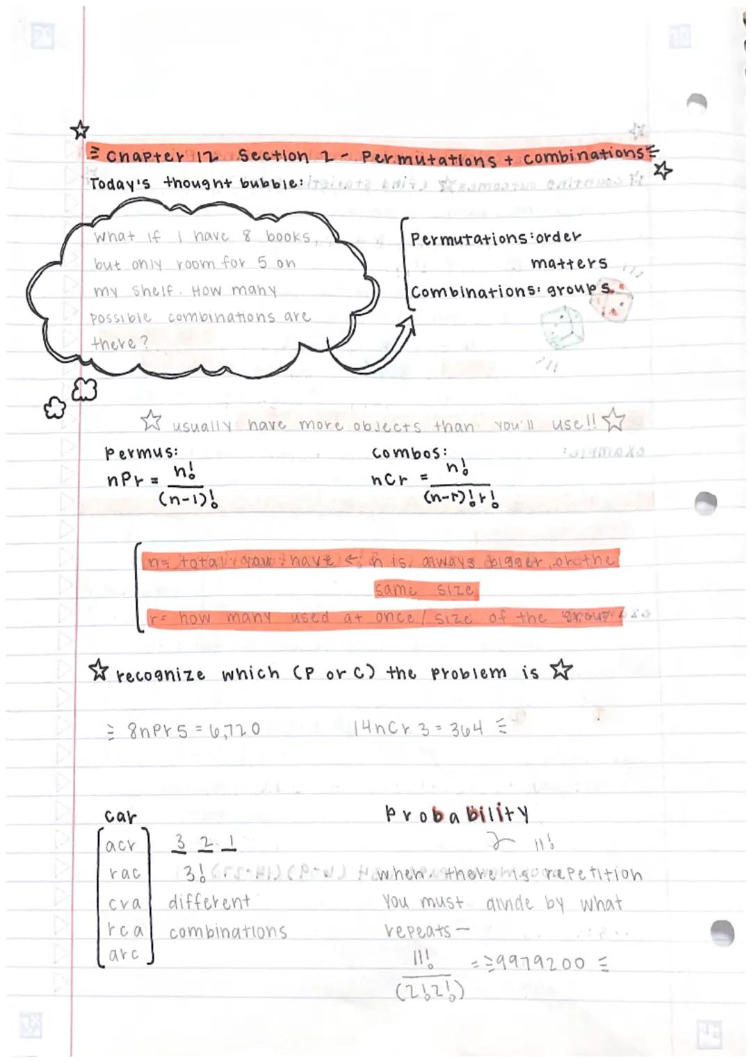 # Chapter 12 Section 1- Fundamental Counting Principle

☆counting outcomes☆ (find statistics later?a
to find the total number of outcomes ta