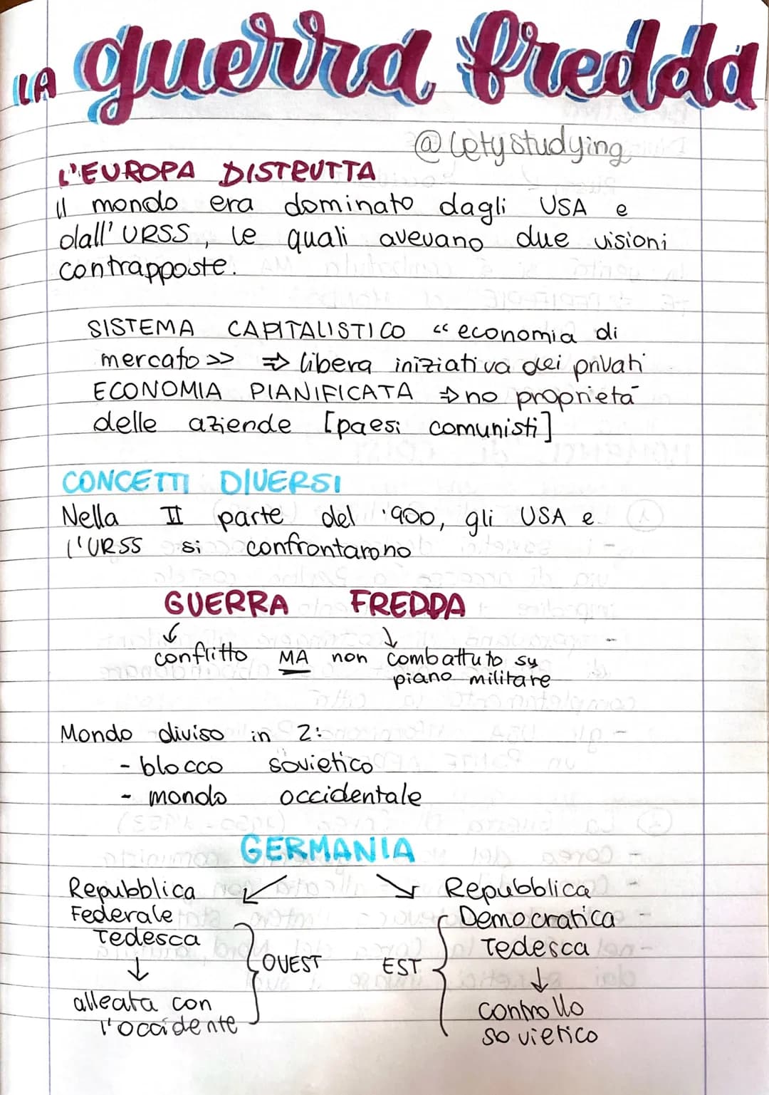 # LA guerra freddd

@lety studying

L'EUROPA DISTRUTTA

Il mondo era dominato dagli USA e
dall' URSS, le quali avevano due visioni
contrappo