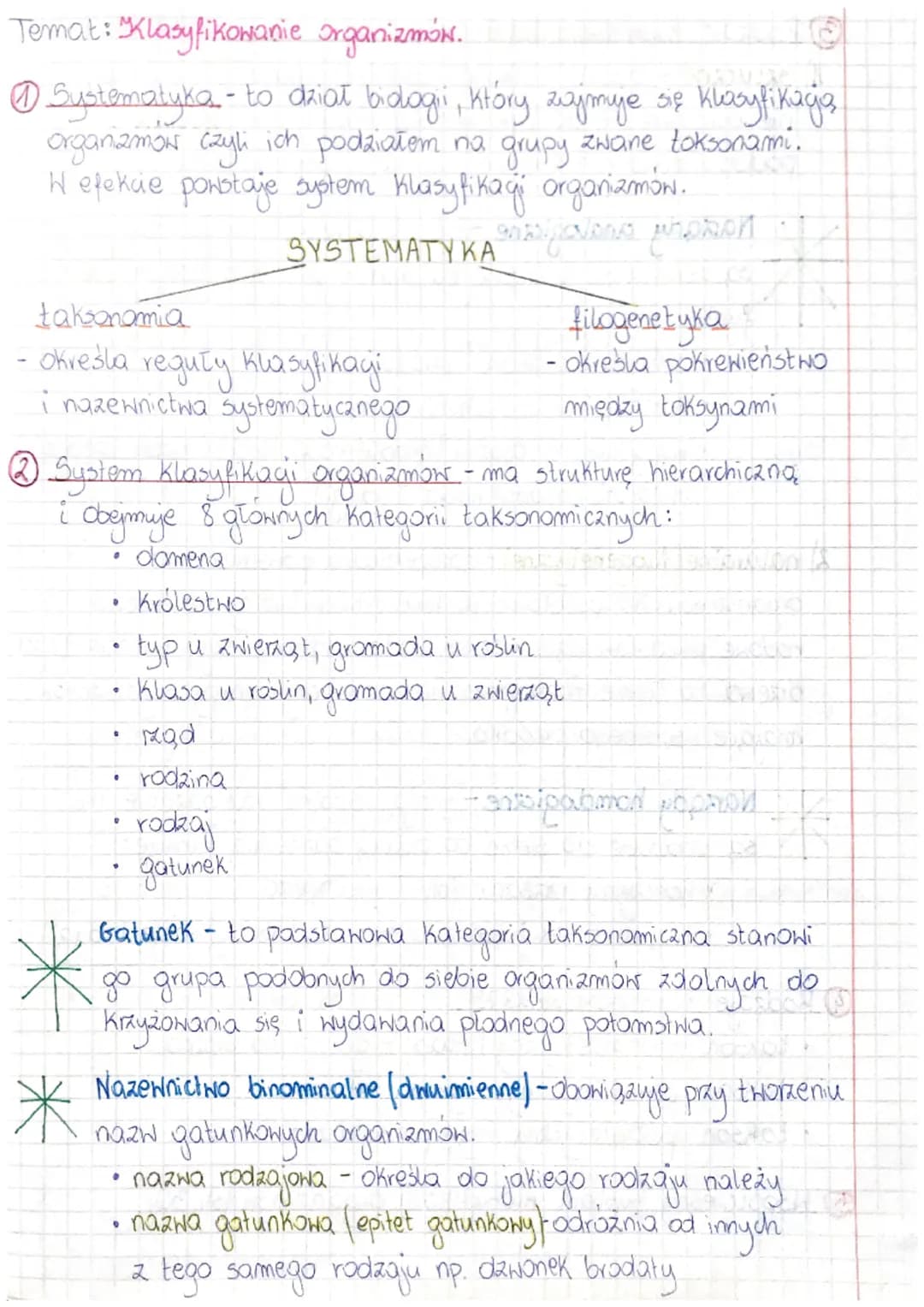 Temat: Klasyfikowanie organizmów.

Systematyka - to dział bidagi, który zajmuje się klasyfikacją
organamon czyli ich podziałem na grupy zwan