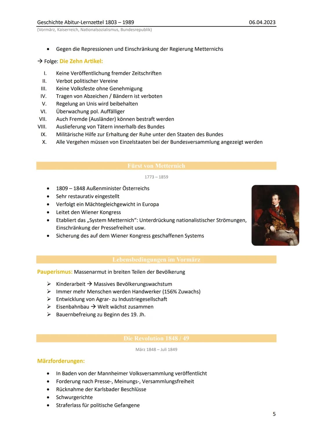 Deutsche Geschichte von Napoleon bis zur
Wiedervereinigung

Geschichte LK, Abitur Lernzettel

Abitur 2023, Nordrhein-Westfalen Geschichte Ab