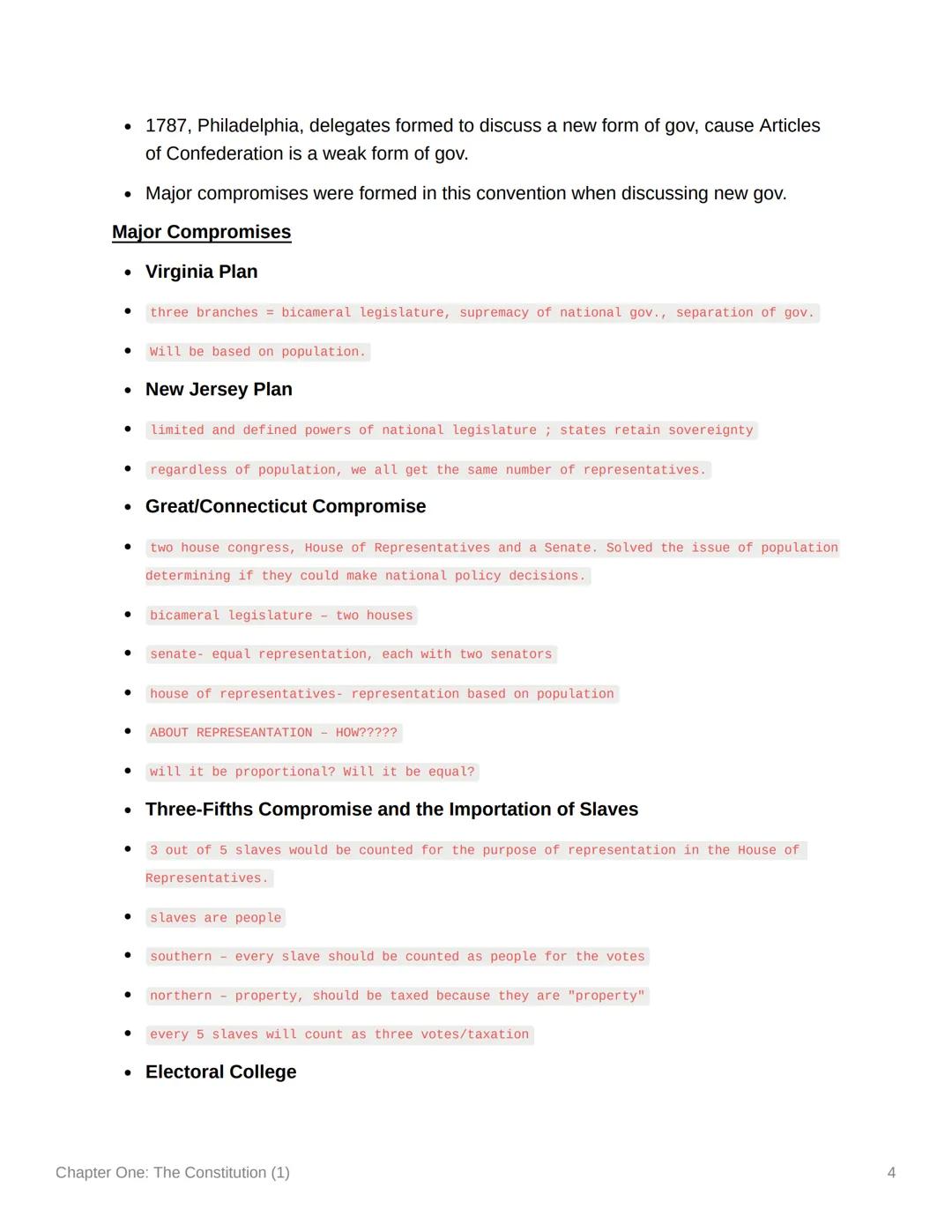 # Chapter One: The Constitution

(1)

**The Constitution**

- established federalism - Most Important impact
- defined the three branches
- 