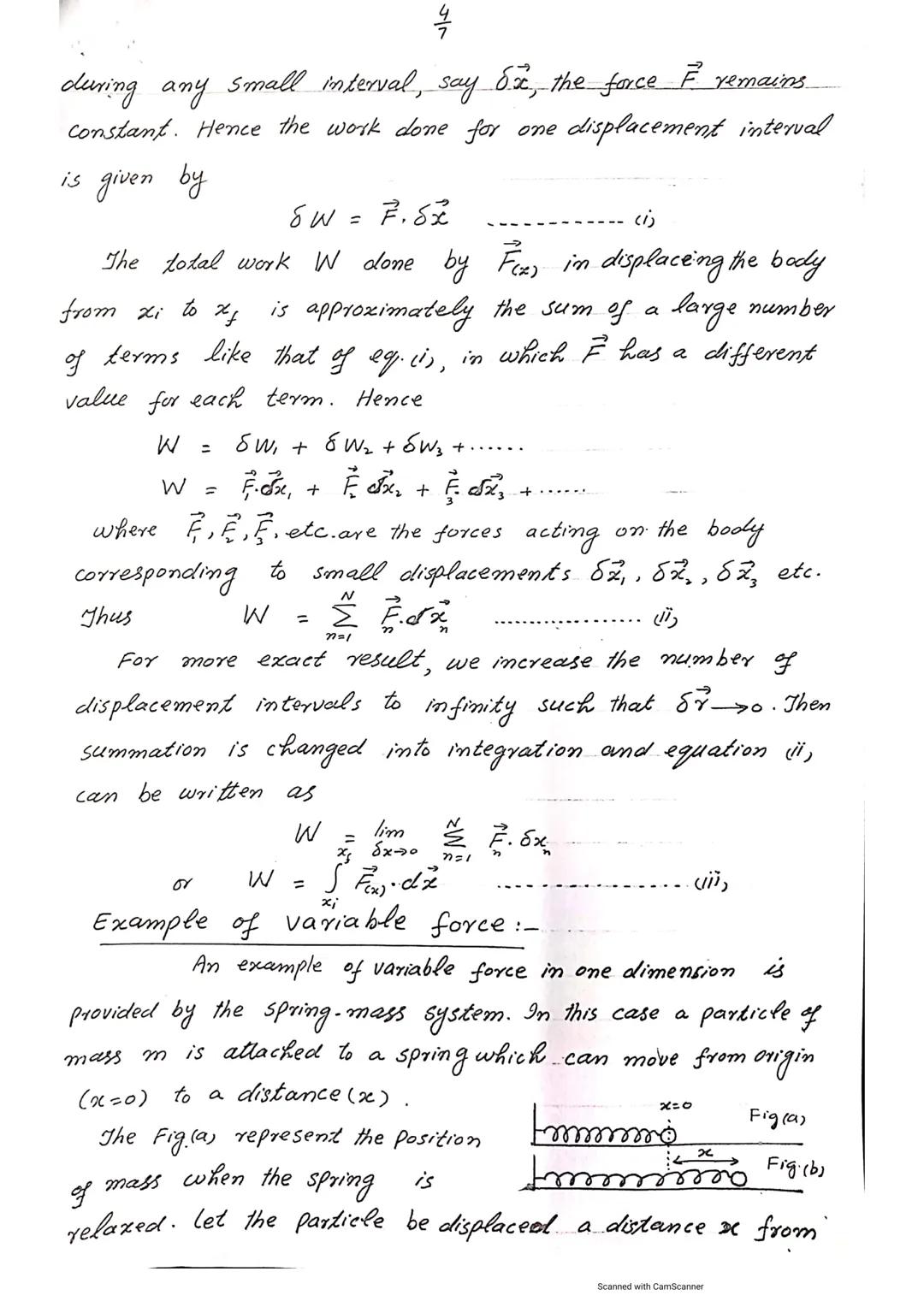 MECHANICS FOR B.Sc.
CHAPTER NO.7
WORK AND ENERGY

WORK DONE BY CONSTANT FORCE:-
When a constant force acts on the body and
it moves in the d