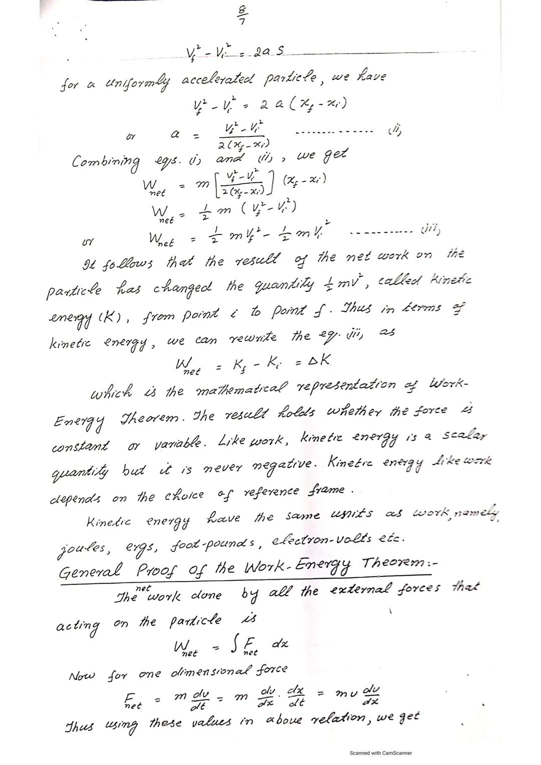 MECHANICS FOR B.Sc.
CHAPTER NO.7
WORK AND ENERGY

WORK DONE BY CONSTANT FORCE:-
When a constant force acts on the body and
it moves in the d