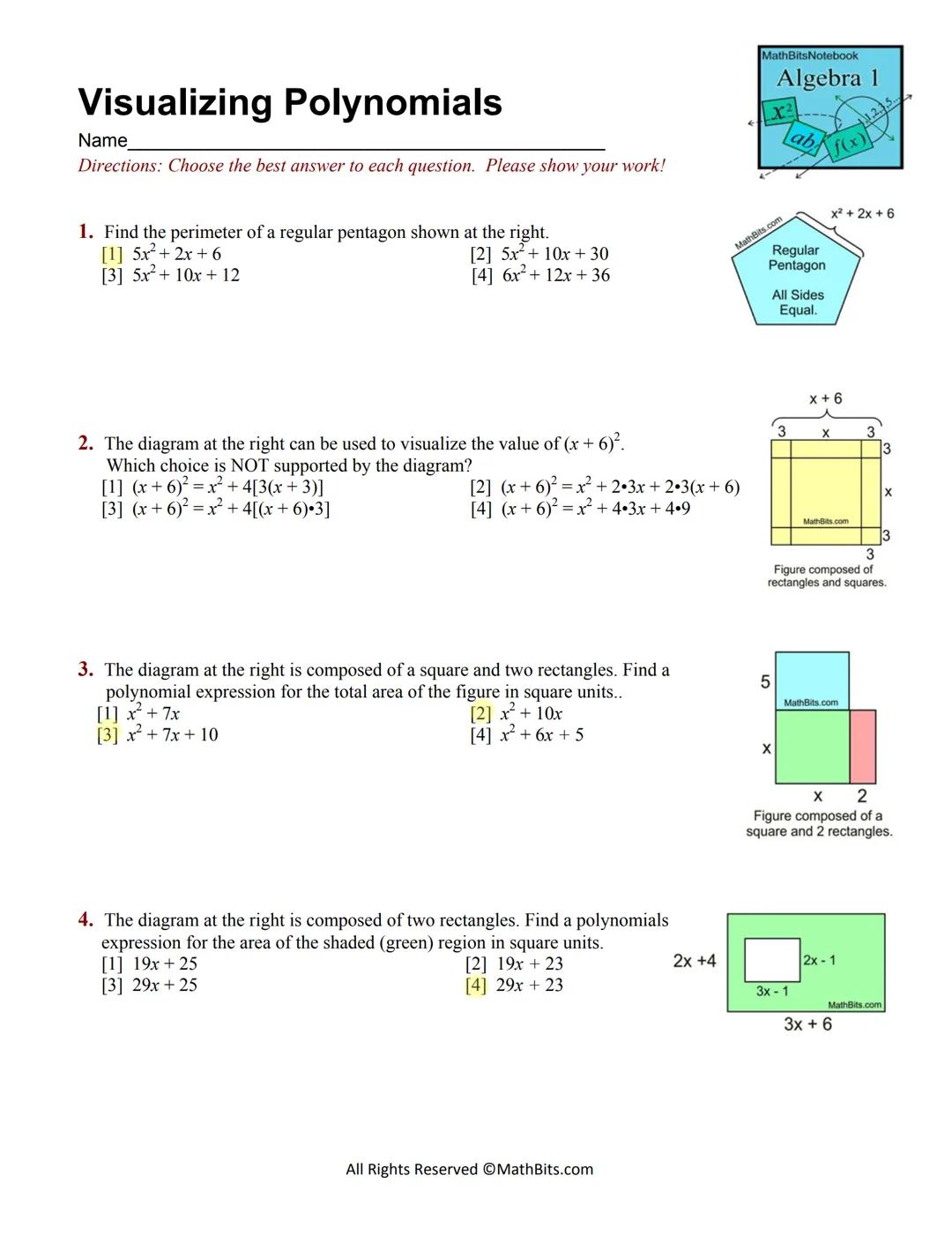 
<h2 id="addingpolynomialexpressions">Adding Polynomial Expressions</h2>
<ol>
<li><p><strong>(-3x² +5x-19) + (4x²–2x)</strong><br />
Answer: