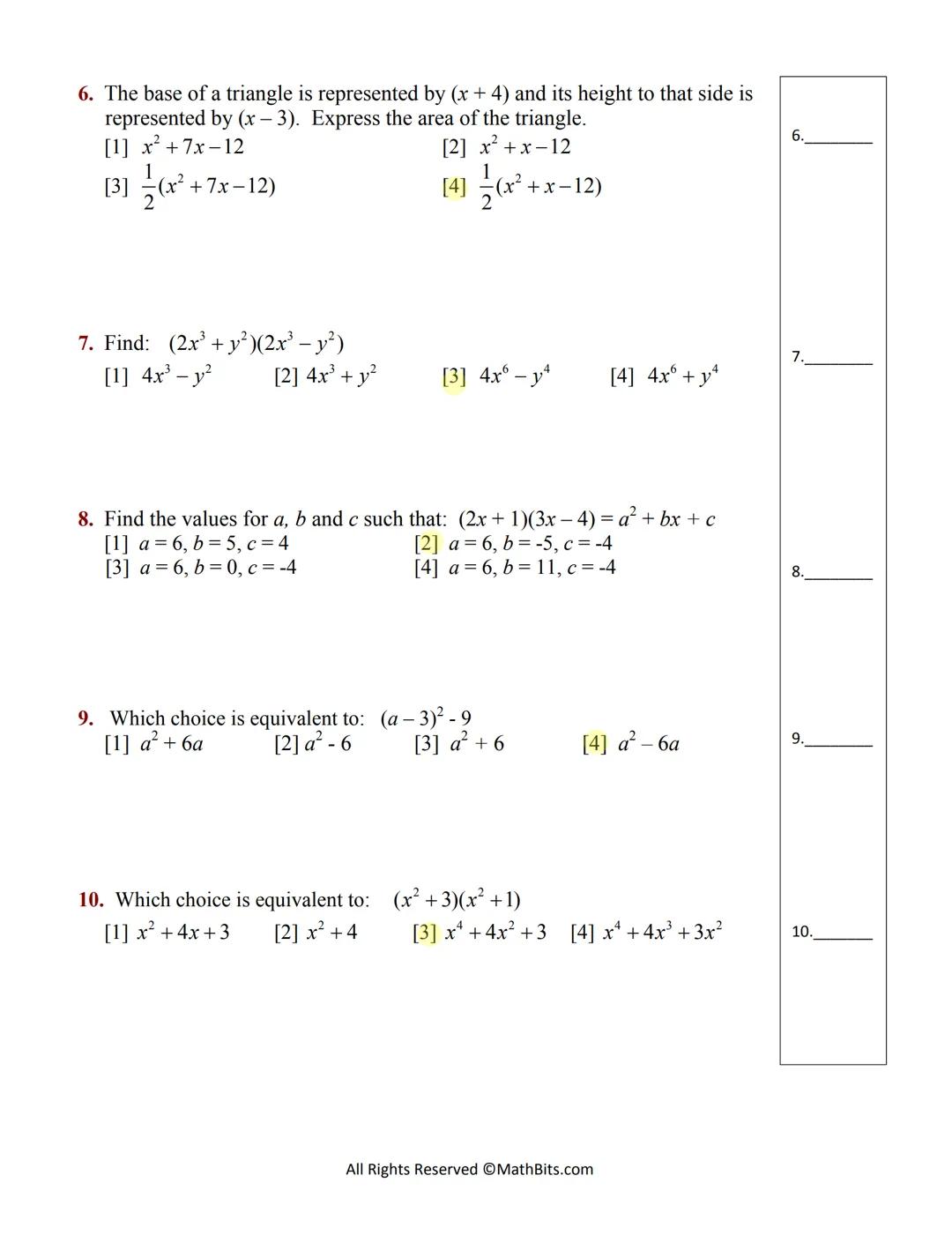 
<h2 id="addingpolynomialexpressions">Adding Polynomial Expressions</h2>
<ol>
<li><p><strong>(-3x² +5x-19) + (4x²–2x)</strong><br />
Answer: