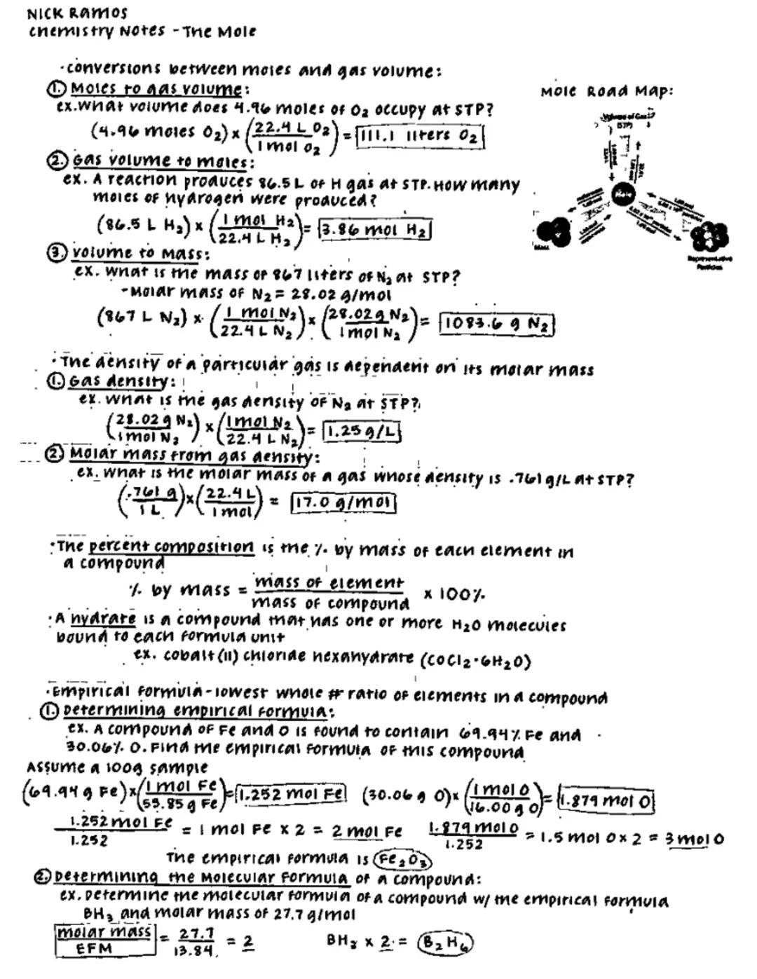 # NICK RAMOS
chemistry Notes - The Mole

- A mole of any substance contains Avogadro's number (6,02*1023)
of representative particles
-The m