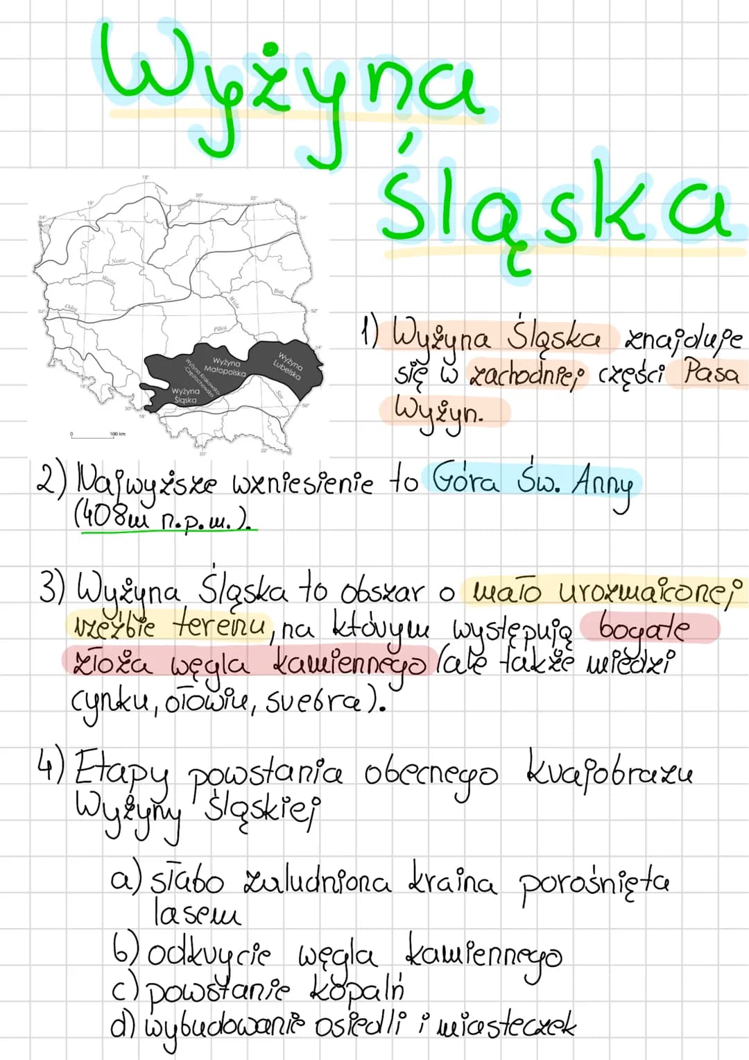 # Wyżyna

Wybyna
oka
Wyżyna
Lubelska

Śląska

1) Wyżyna Śląska znajduje
się w zachodniej części Pasa
Wyżyn.

2) Najwyższe wzniesienie to Gor