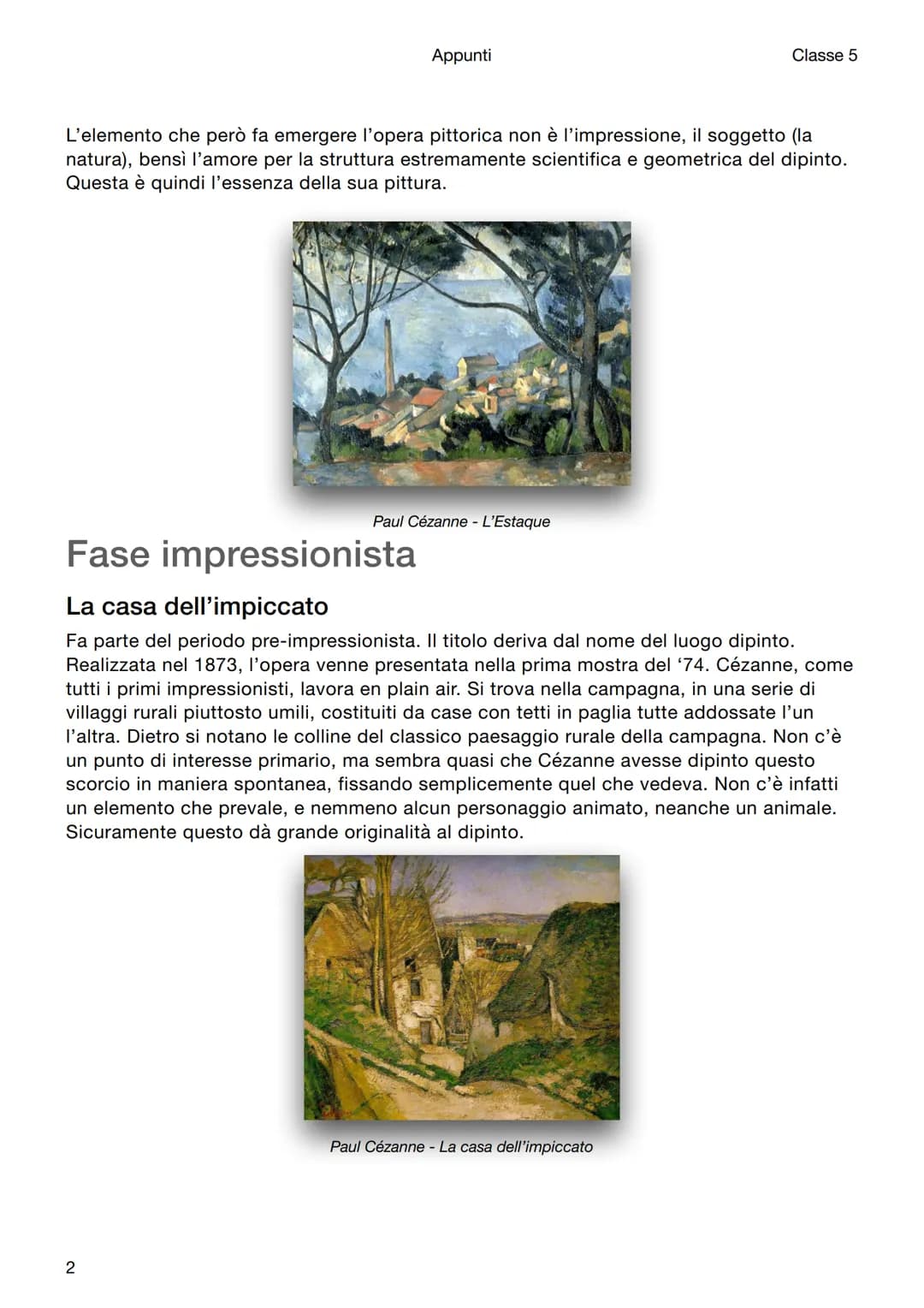 Appunti
Classe 5

# Storia dell'arte

# Paul Cézanne

## Introduzione

Paul Cézanne viene annoverato tra i neoimpressionisti perché vuole da