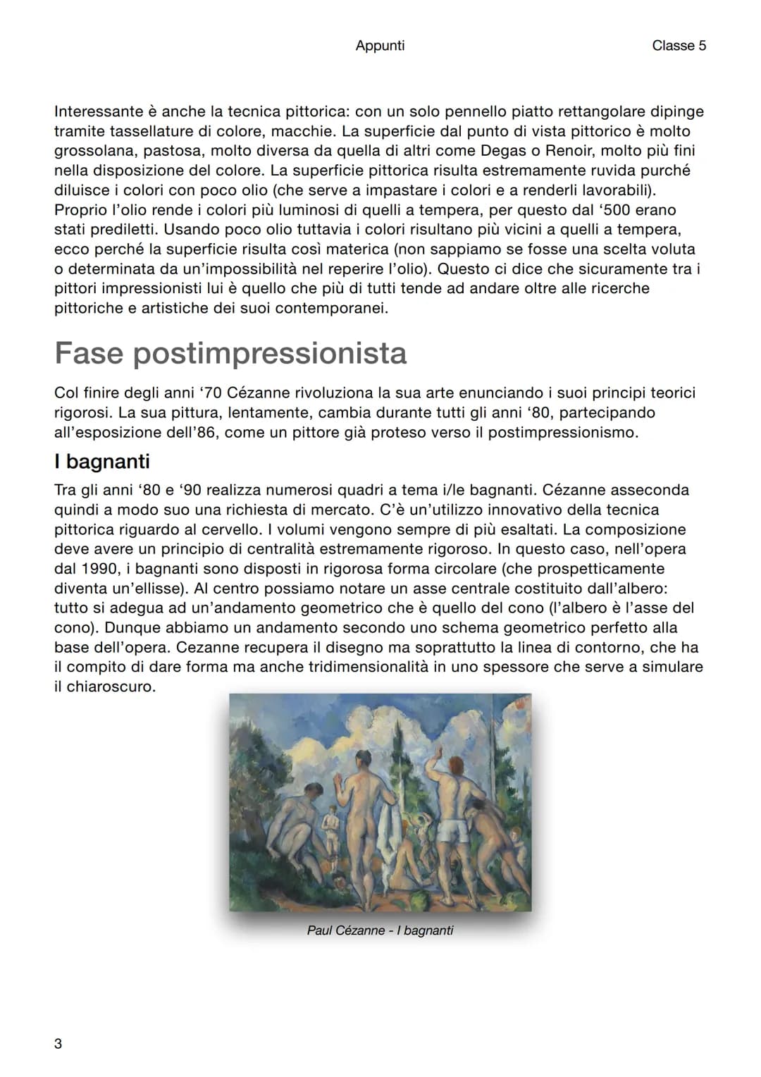 Appunti
Classe 5

# Storia dell'arte

# Paul Cézanne

## Introduzione

Paul Cézanne viene annoverato tra i neoimpressionisti perché vuole da