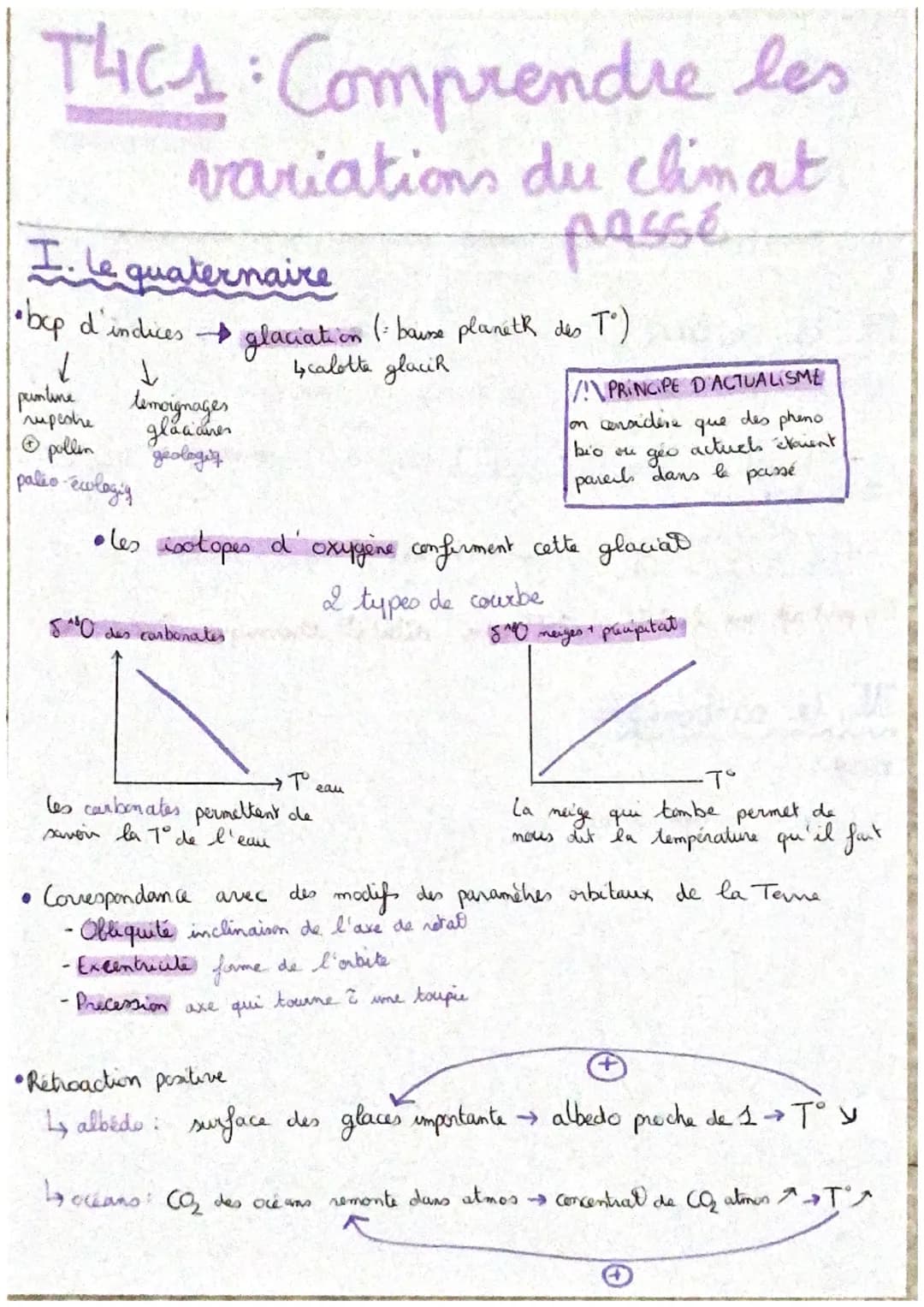 # THCA: Comprendre les
variations du climat
passé

I. Le quaternaire
*   bep d'indices glaciation (baure planith dis T°)

    ↓
    puntine

