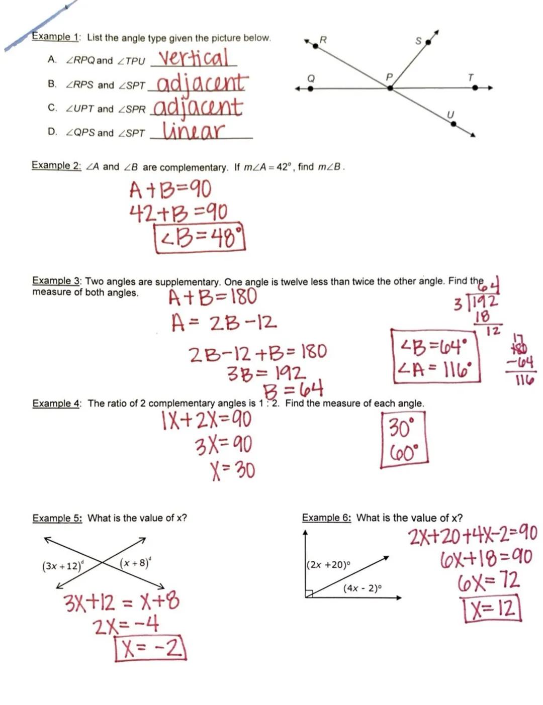 Geometry: Unit 1 - Pairs of Angles
1.4 Student Notes - Pairs of Angles

Essential Question:

Complementary Angle: angles that add up to = 90