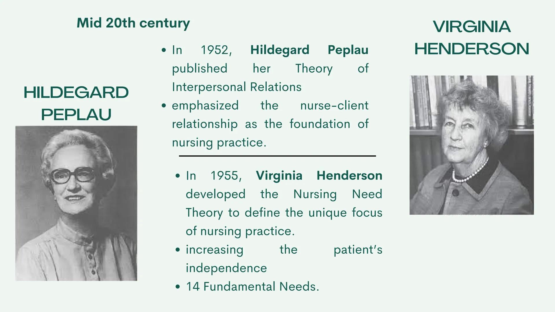 NCM 100:
TFN HX OF NURSING THEORY
EARLY
FOUNDATIONS:
19th century -
1860, Florence Nightingale
defined nursing in her
“Environmental Theory.