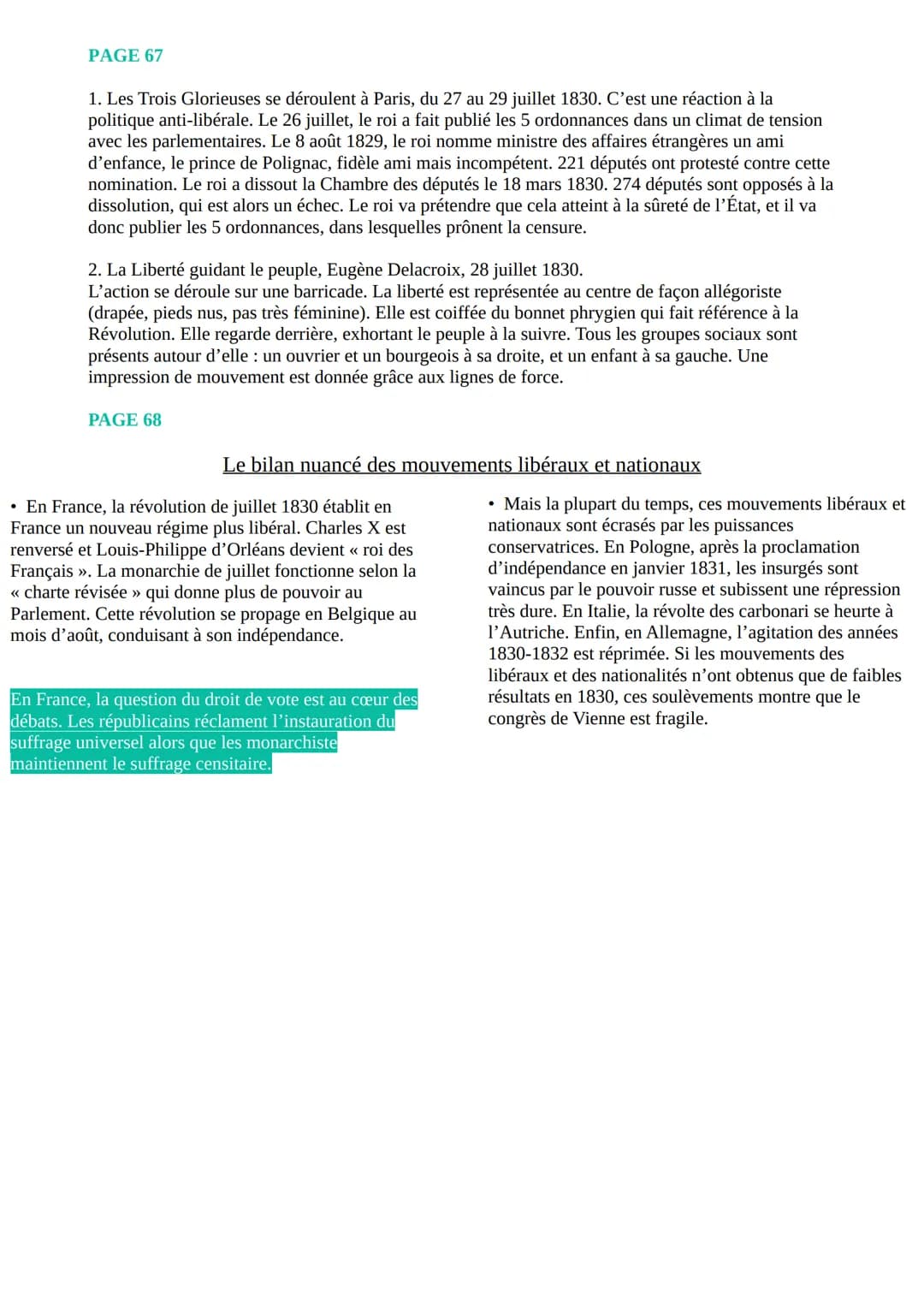 # Chapitre 2
L'EUROPE ENTRE RESTAURATION ET
RÉVOLUTION (1814-1848)

-Résistance des idées révolutionnaires (références à la liberté et à la 