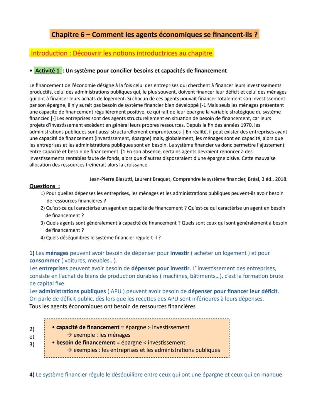 # Chapitre 6 - Comment les agents économiques se financent-ils ?

Introduction: Découvrir les notions introductrices au chapitre

* Activité
