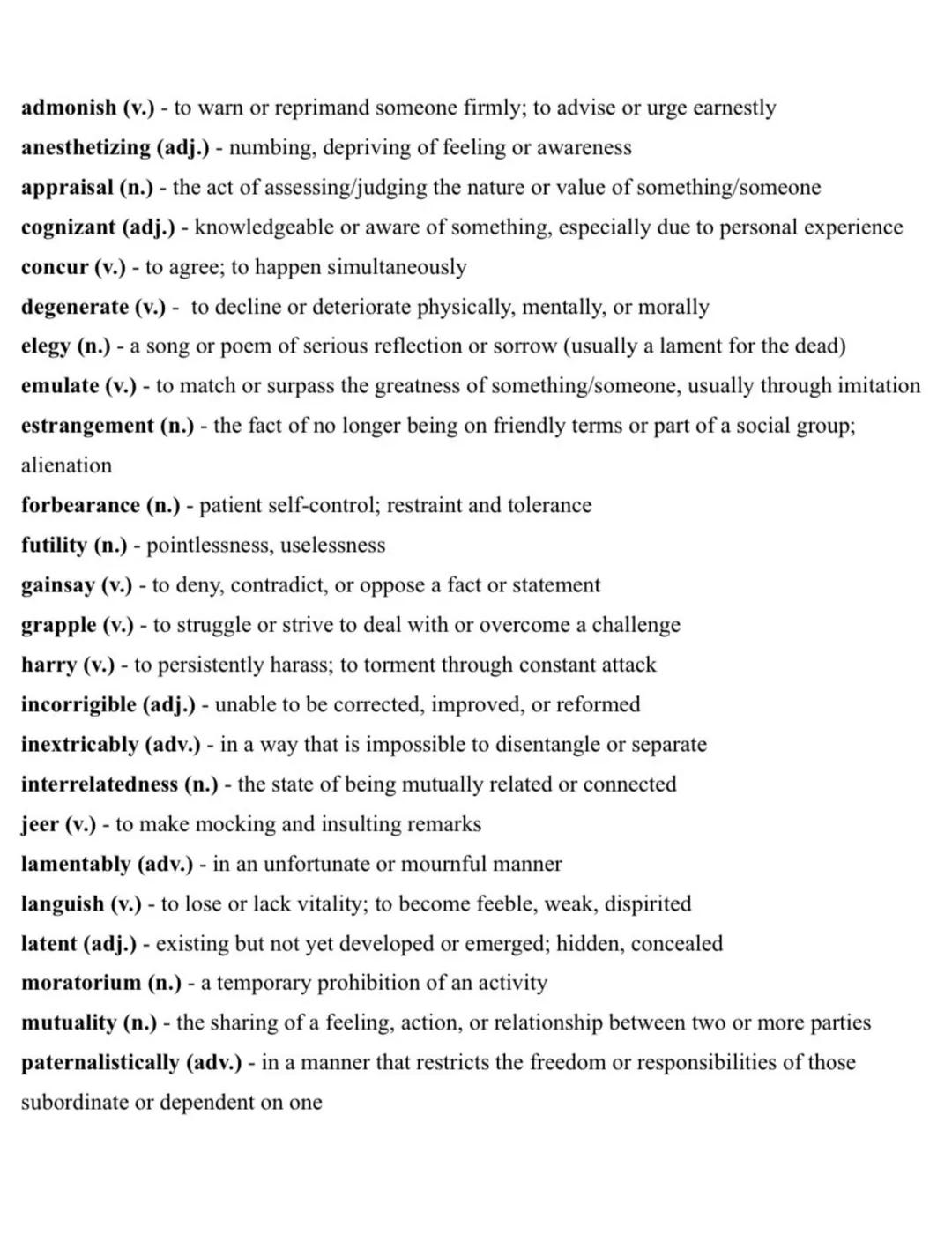 
<h2 id="definitionssourcedfromgoogle">Definitions Sourced from Google</h2>
<h3 id="admonishv">Admonish (v.)</h3>
<p>Admonish means to warn 