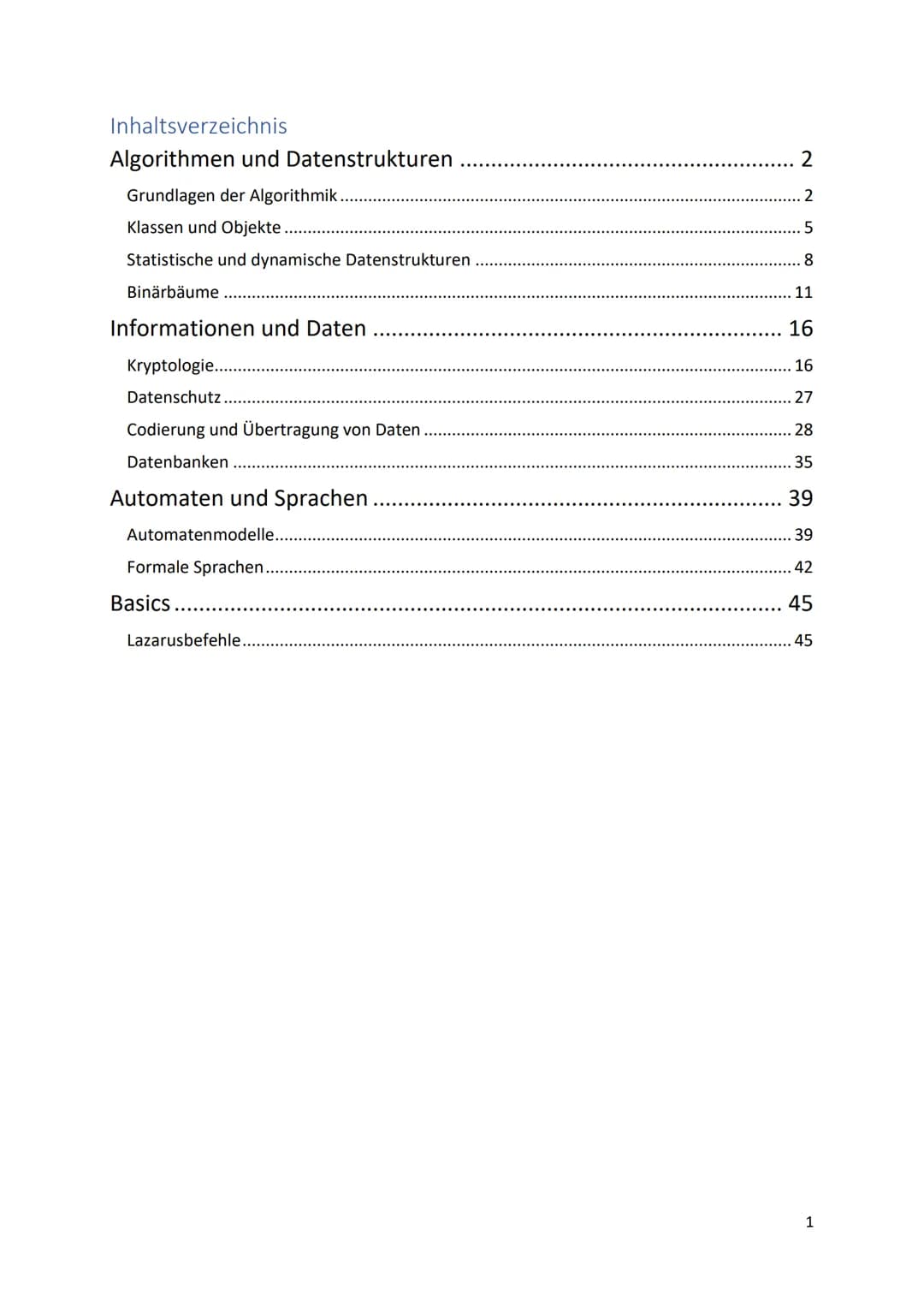 ABI-INFORMATIK

Leon Schwarz Inhaltsverzeichnis
Algorithmen und Datenstrukturen
2
Grundlagen der Algorithmik.
2
Klassen und Objekte.
5
Stati