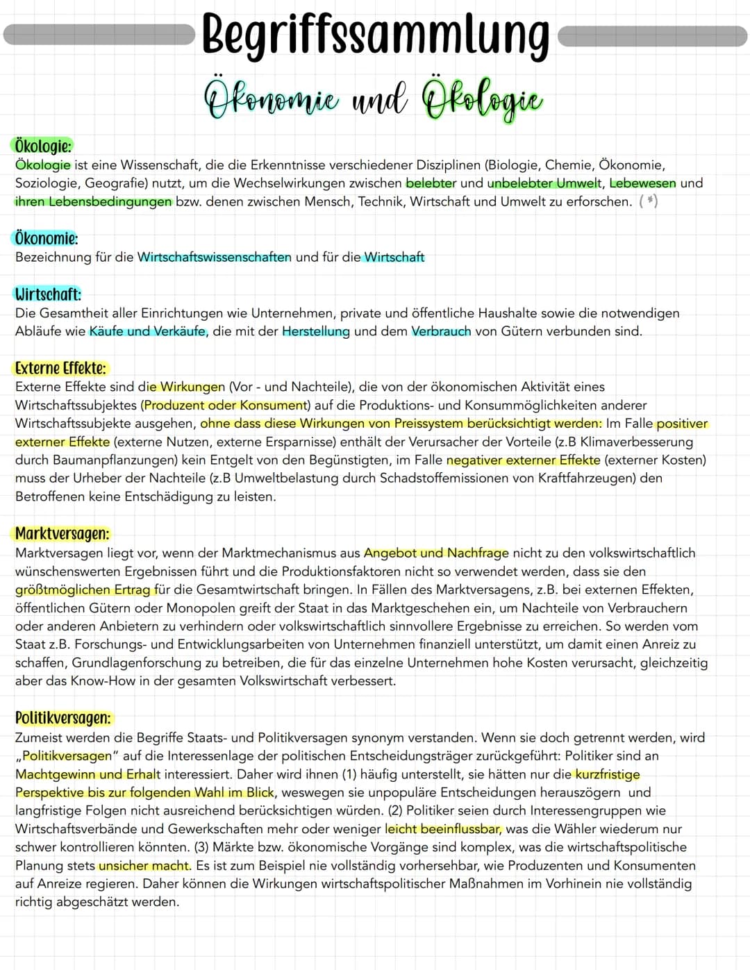 # Begriffssammlung

Ökologie:
# Okonomie und Okologic
Ökologie ist eine Wissenschaft, die die Erkenntnisse verschiedener Disziplinen (Biolog