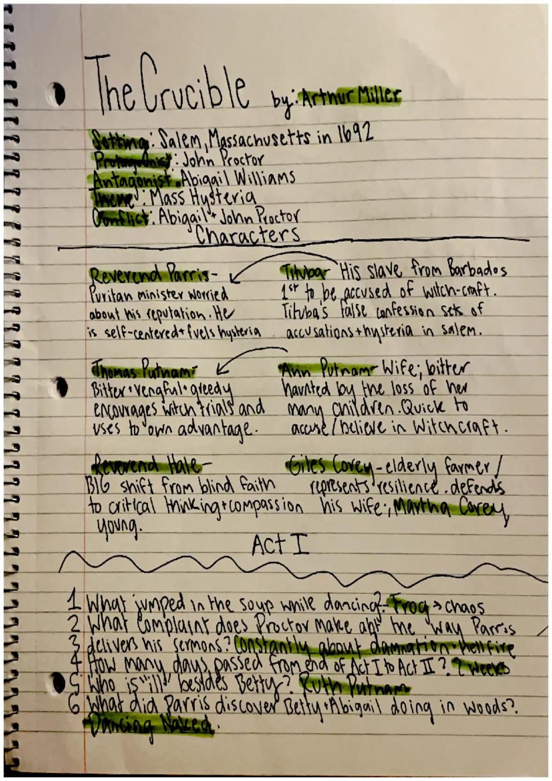 # The Crucible by Premier lice

Setting: Salem, Massachusetts in 1692

Protagonist: John Proctor

Antagonist Abigail Williams

Imeme: Mass H