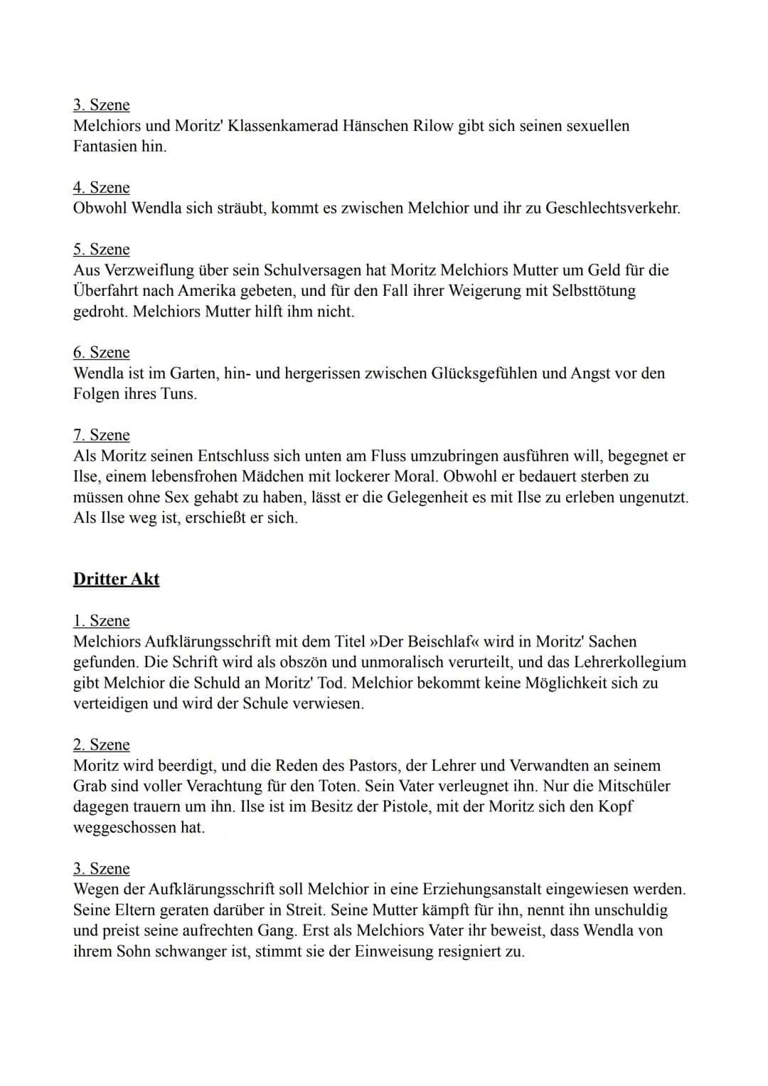 # Szenen-Zusammenfassung des Dramas "Frühlingserwachen"

Erster Akt

1. Szene

An ihrem 14. Geburtstag wünscht Frau Bergmann, dass ihre Toch