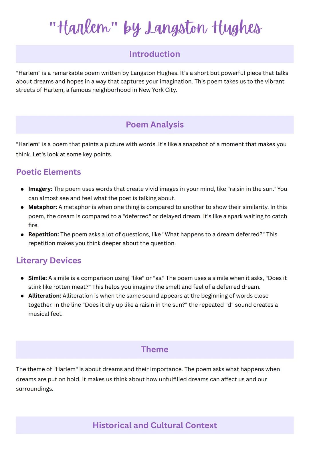 # "Harlem" by Langston Hughes

Introduction

"Harlem" is a remarkable poem written by Langston Hughes. It's a short but powerful piece that 
