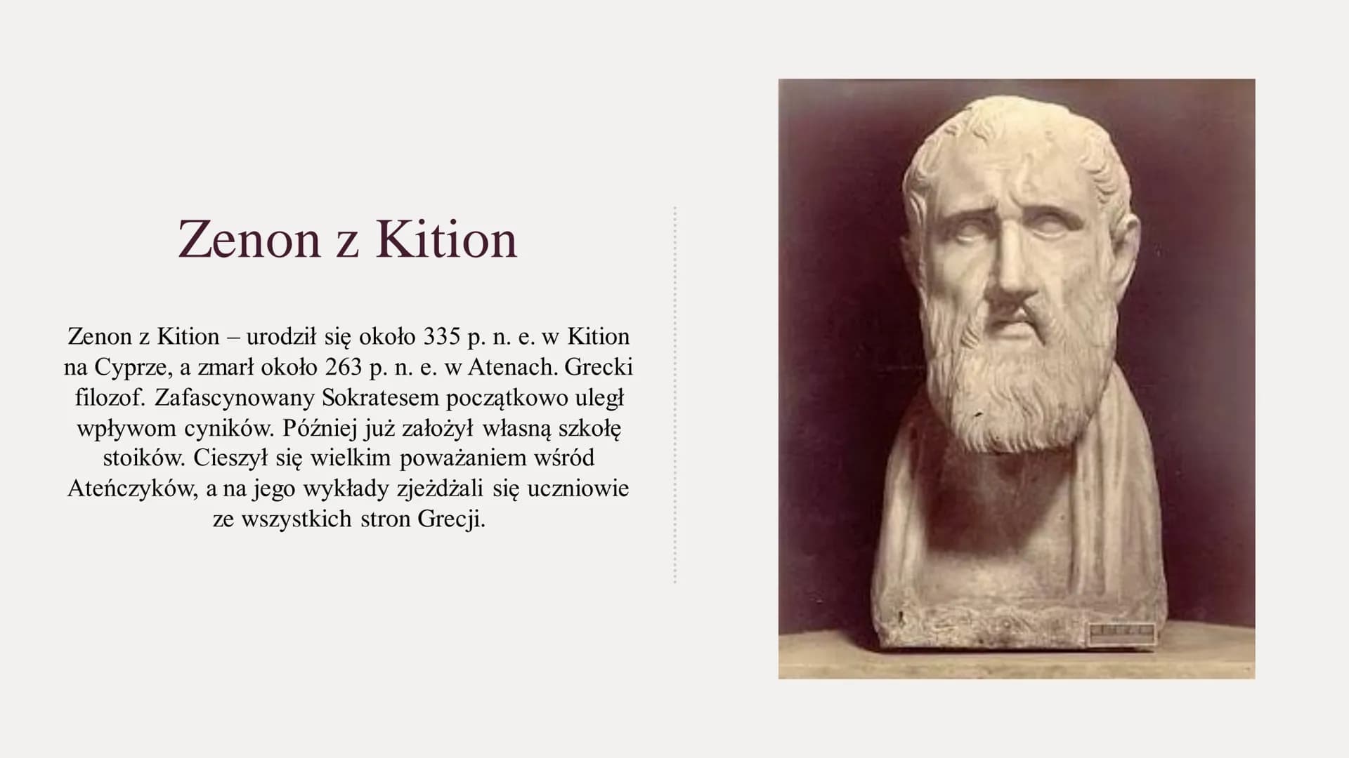 STOICYZM # Stoicyzm

Stoicyzm - kierunek filozoficzny zakładający, że cnota pojmowana jako życie zgodnie
z zasadami rozumu i umiejętność god