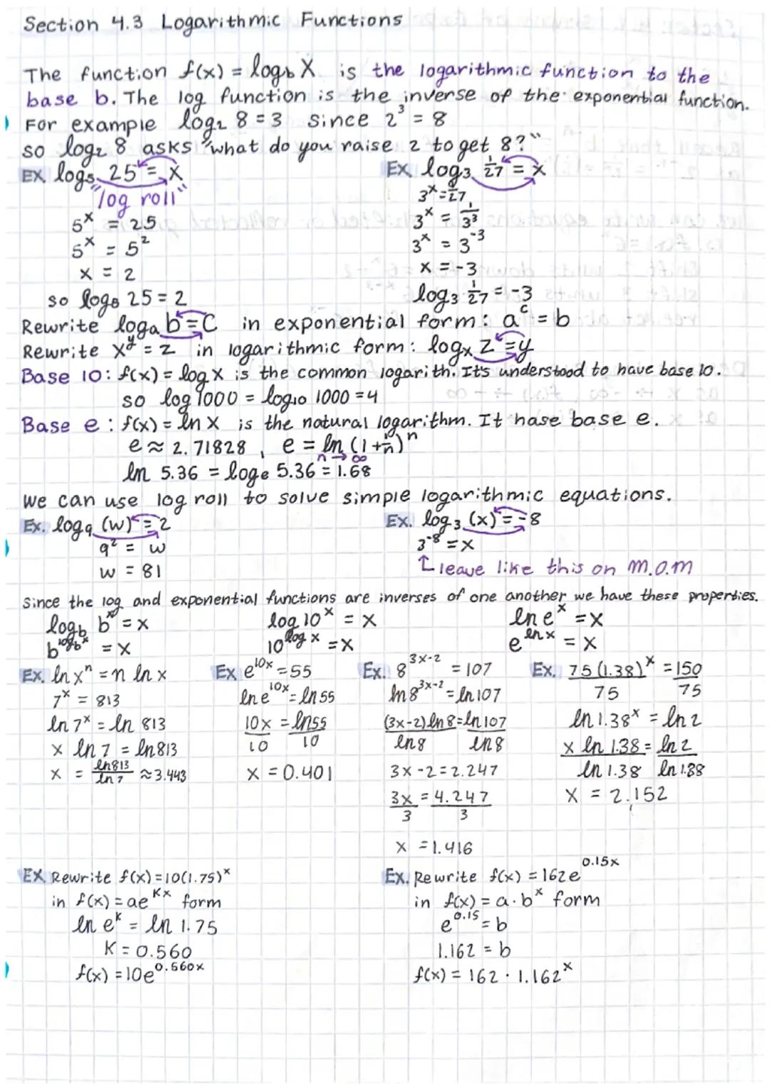 
<p>The function f(x) = logₐx is a logarithmic function with the base of 'a'. This log function is the inverse of the exponential function.<