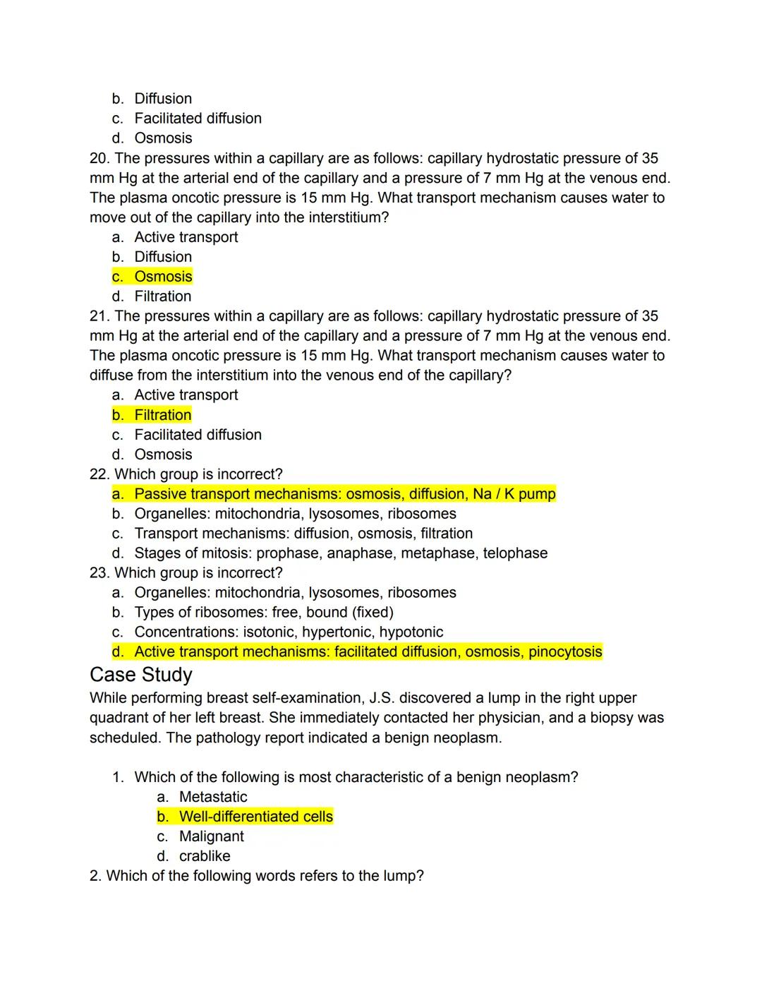 # PART 1: Mastering The Basics
Matching
Parts of a Typical Cell
Directions: Match the following terms to the most appropriate definition by 