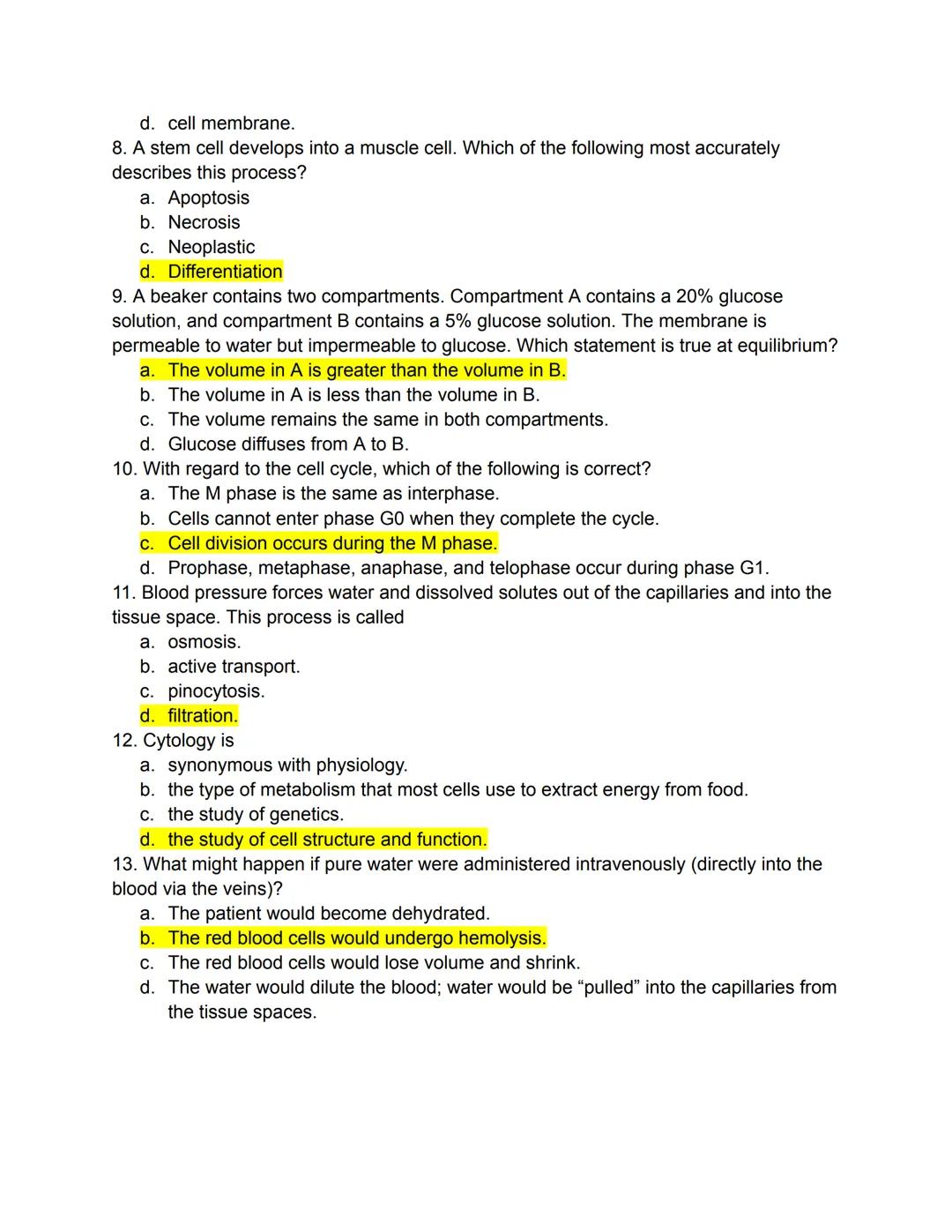 # PART 1: Mastering The Basics
Matching
Parts of a Typical Cell
Directions: Match the following terms to the most appropriate definition by 