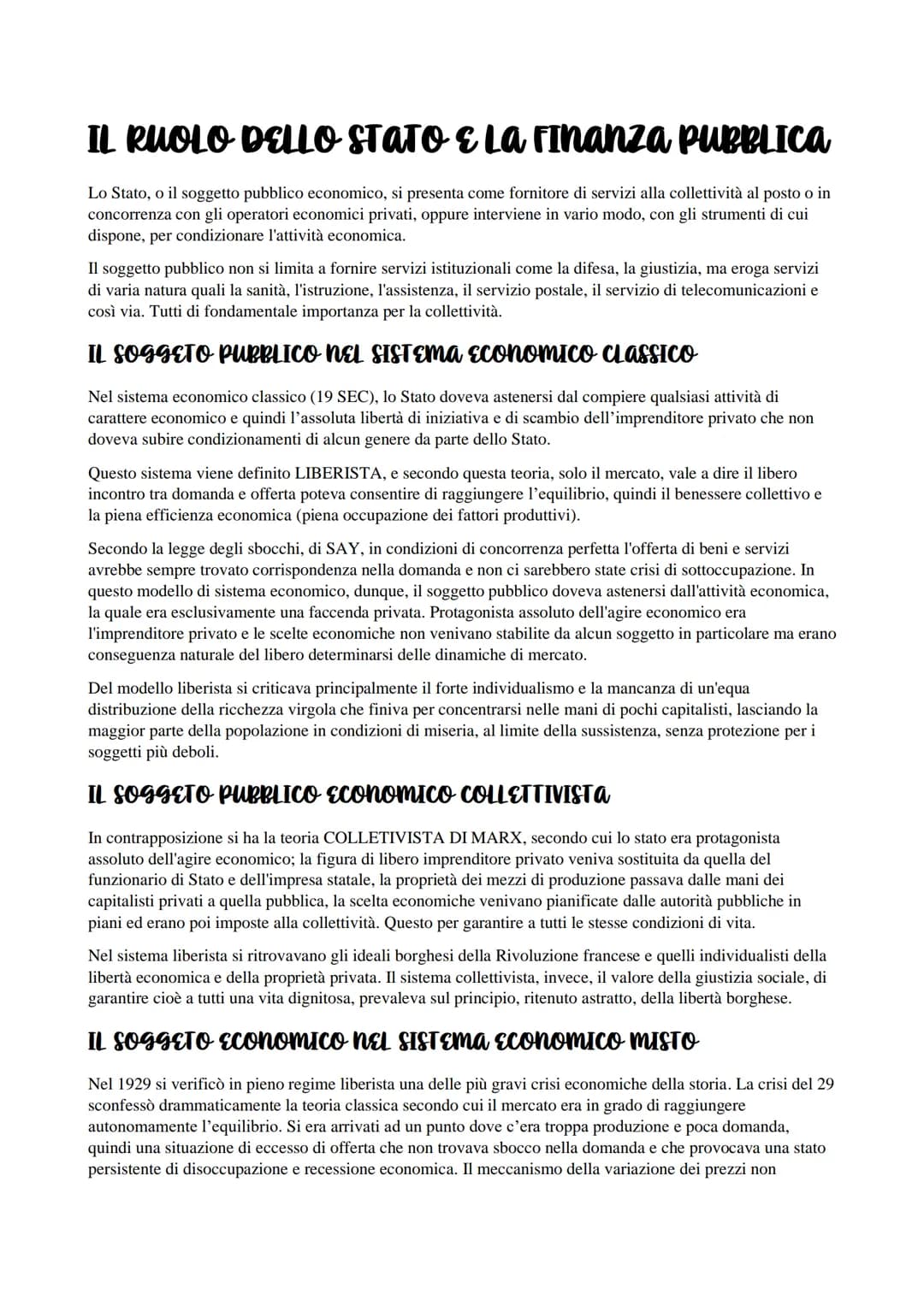 # IL RUOLO DELLO STATO E La Finanza PUBBLICA

Lo Stato, o il soggetto pubblico economico, si presenta come fornitore di servizi alla collett