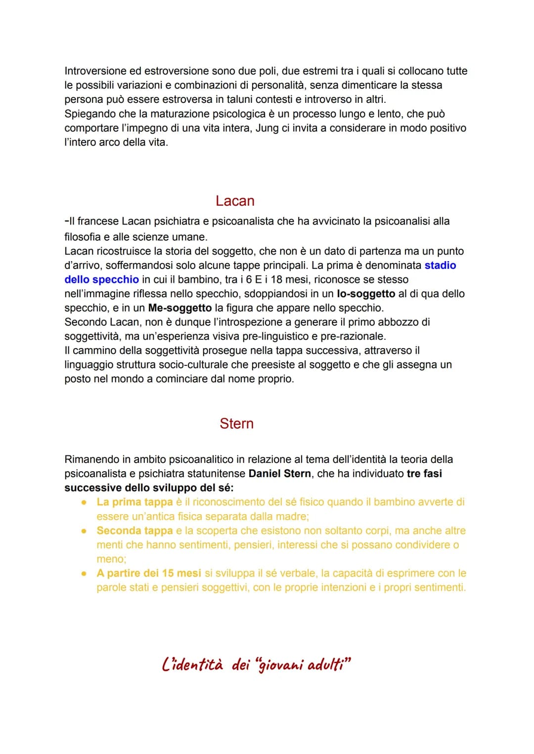 # Lo sviluppo della personalità e della sfera morale

Una delle peculiarità dell'essere umano è l'autoconsapevolezza ossia, la capacità di
r