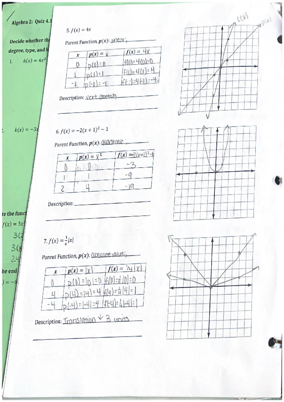 Chapter 1.1-1.2

Section 1.1-Parent Functions and Transformations (Day 1)

Parent Functions
| Family | Linear | Absolute Value | Quadratic |