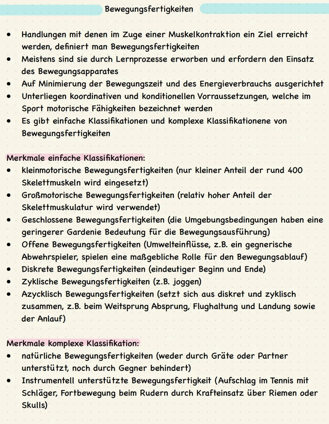 Checkliste

Bewegungslehre:
- Bedeutung und Sinn sportlicher Bewegungen
-> Definition Sport
-> Perspektiven des Sporttreibens

- Formen spor