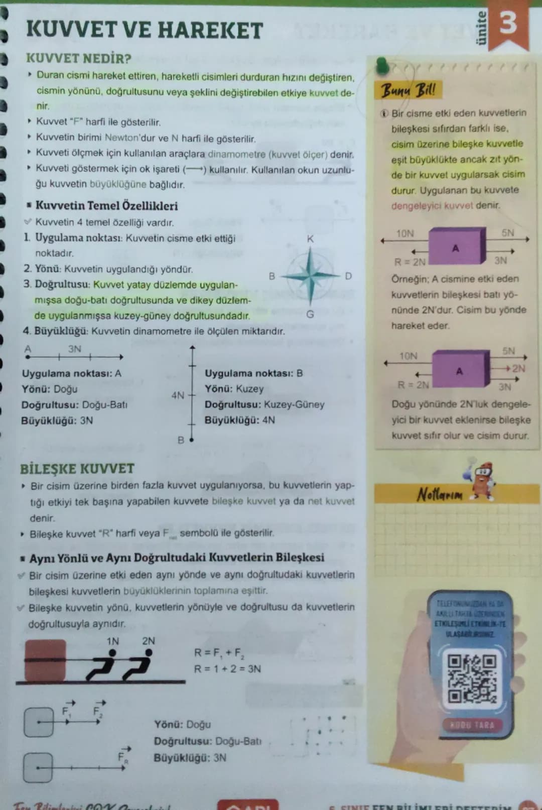 # KUVVET VE HAREKET

## KUVVET NEDİR?
▸ Duran cismi hareket ettiren, hareketli cisimleri durduran hızını değiştiren,
cismin yönünü, doğrultu