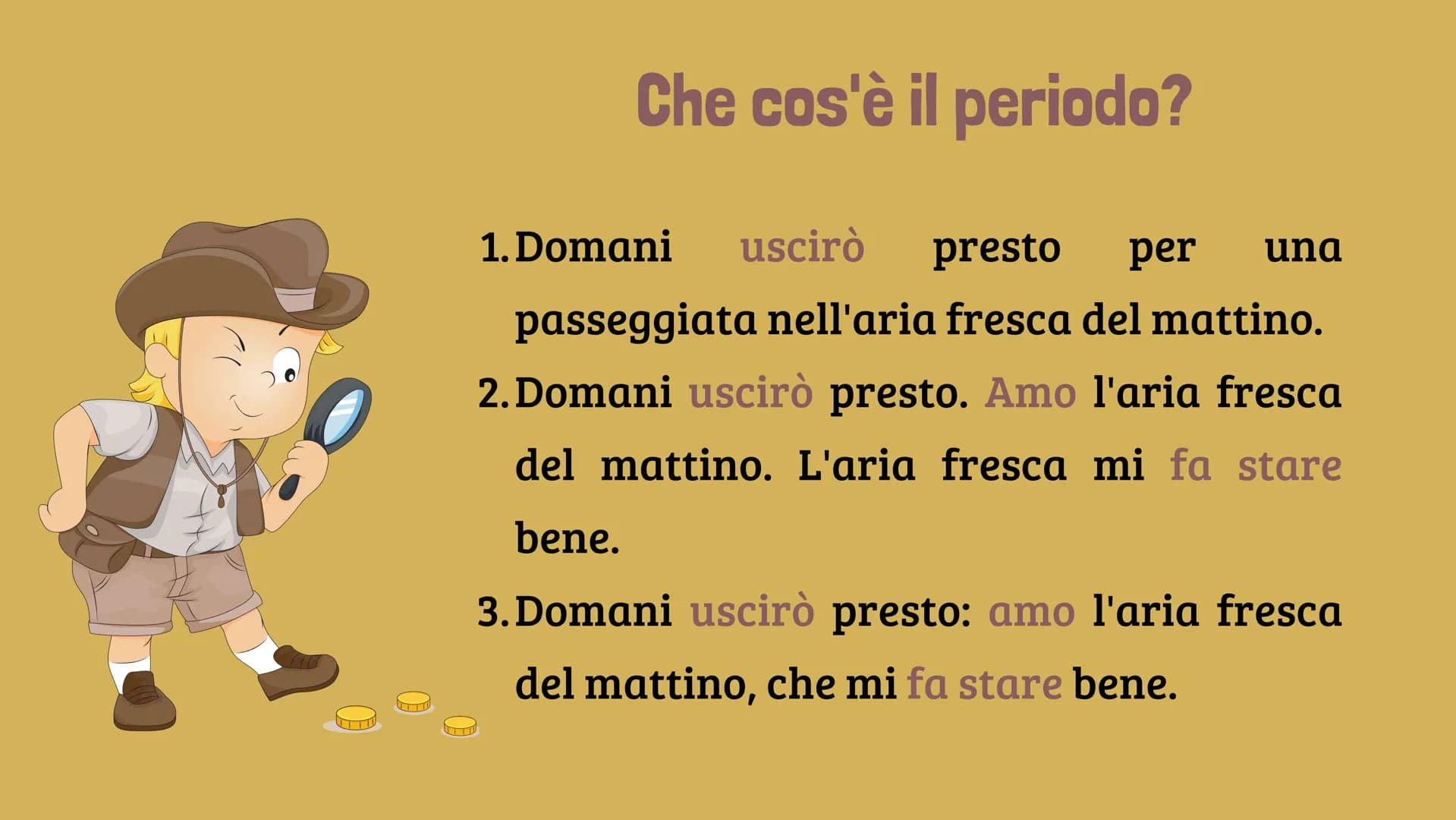 
<p>Che cos'è il periodo?<br>Il periodo è l'insieme di due o più frasi semplici collegate tra loro, formando così una struttura più compless