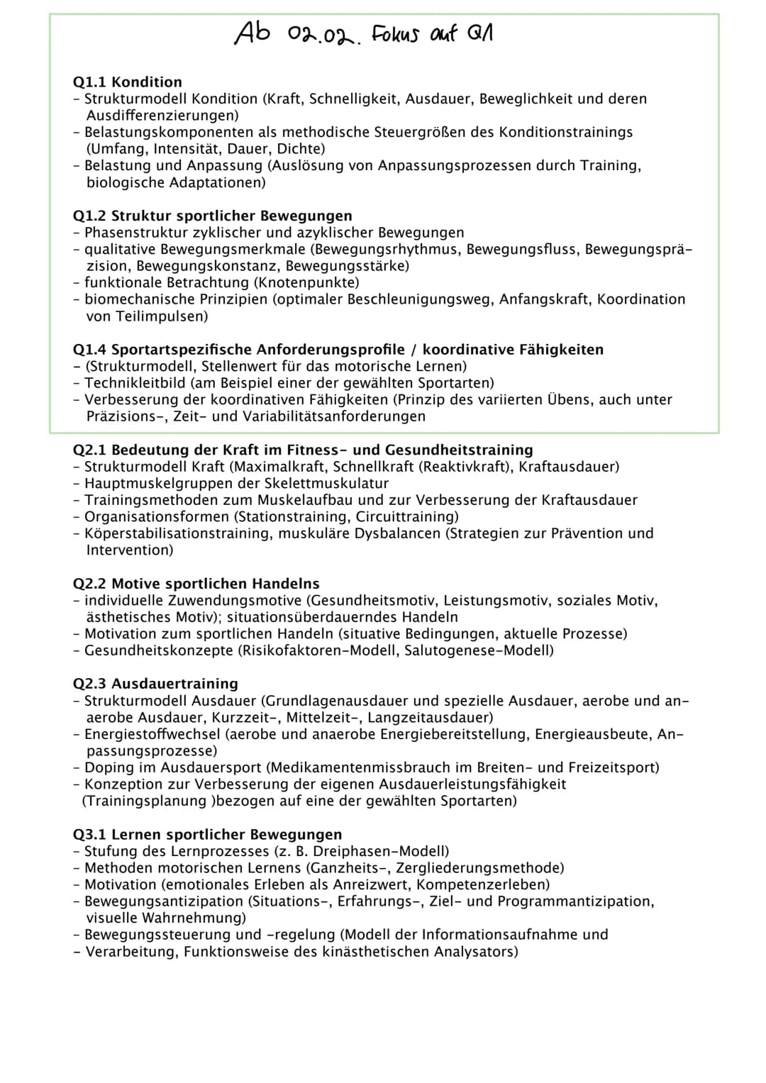 Sport Abitur 2021

Hessen # Ab 02.02. Fokus auf QA

Q1.1 Kondition
- Strukturmodell Kondition (Kraft, Schnelligkeit, Ausdauer, Beweglichkeit