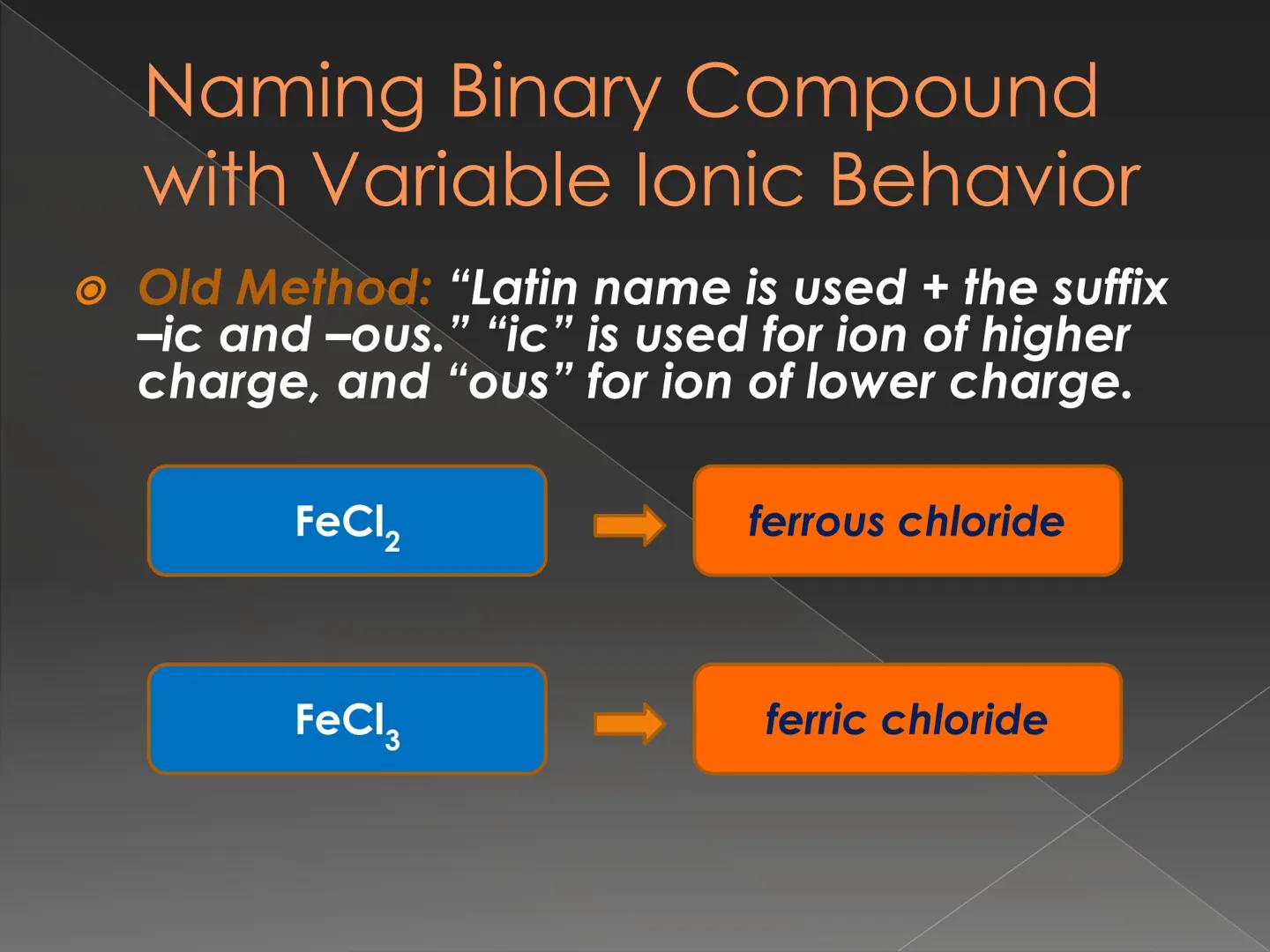 # Recognizing and Naming
## Binary Ionic Compound How do we know that
the compound is an
ionic compound? # Recognizing Binary lonic
Compound