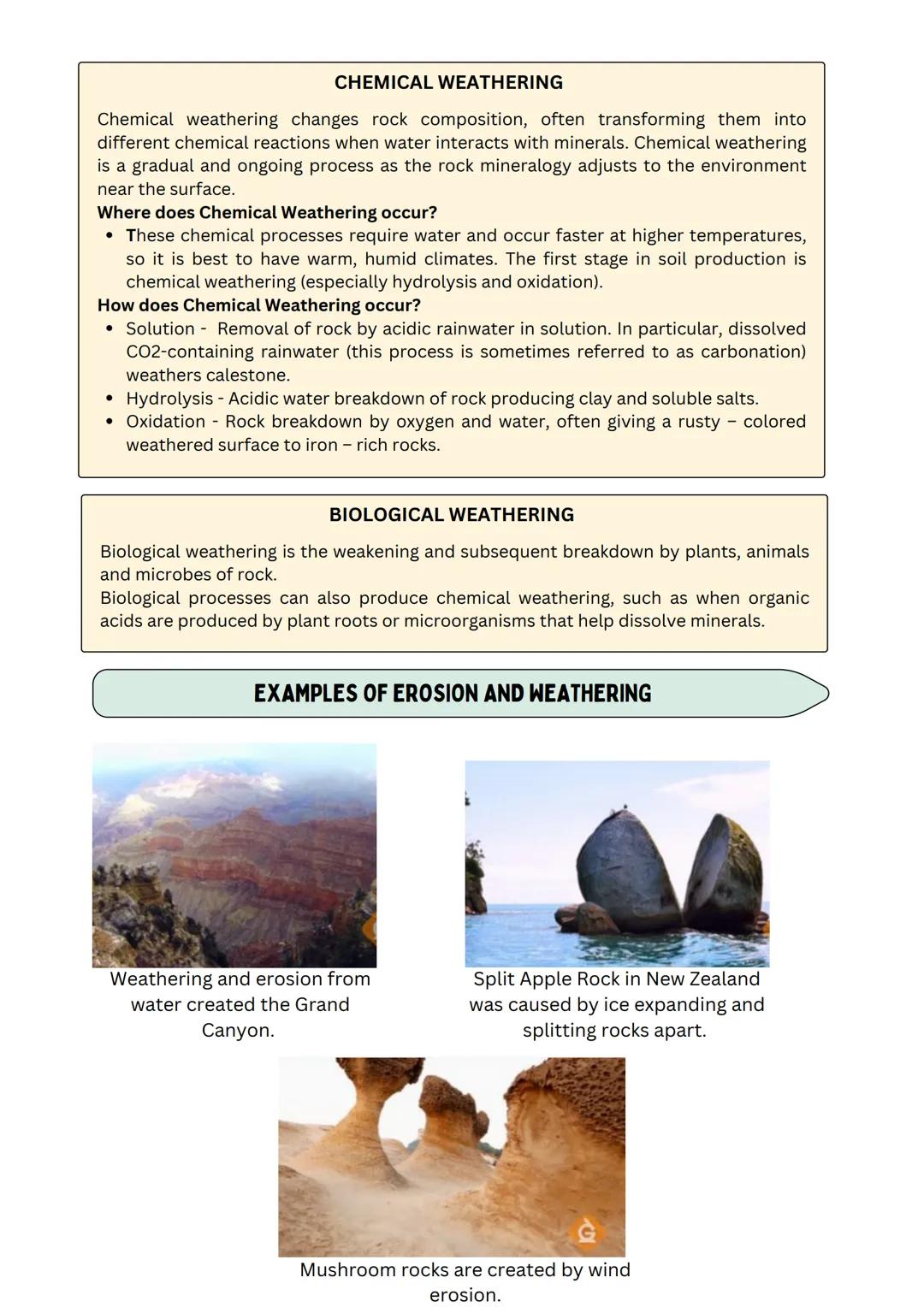# WEATHERING AND EROSION

WEATHERING AND EROSION are the processes in which the rocks are broken down into
fine particles. Erosion is the pr
