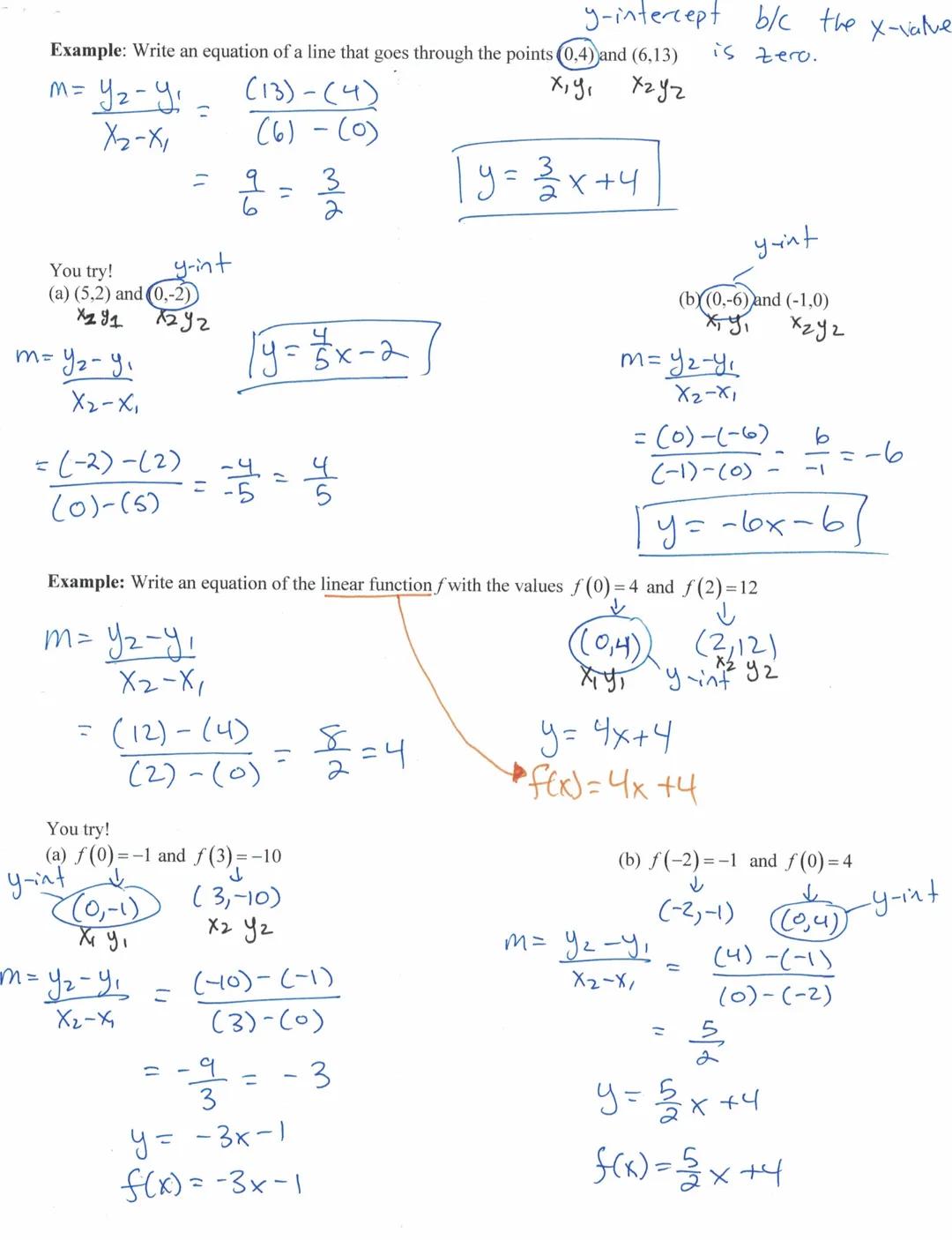 # Writing Linear Equations Given a Slope and the y-intercept
Recall: Slope-intercept form: $y=mx+b$

Slope

y-int

Big Idea: Linear equation