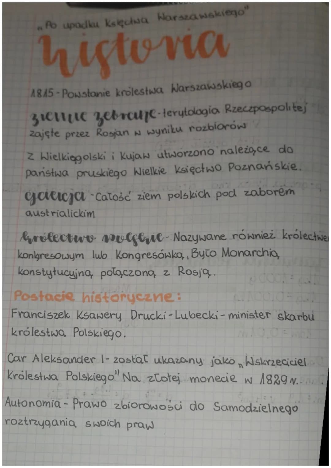 "Po upadku księcina Warszawskiego"
# historia
1815-Powstanie królestwa Warszawskiego
ziemne zebrane-terytologia Rzeczpospolitej
zajęte przez