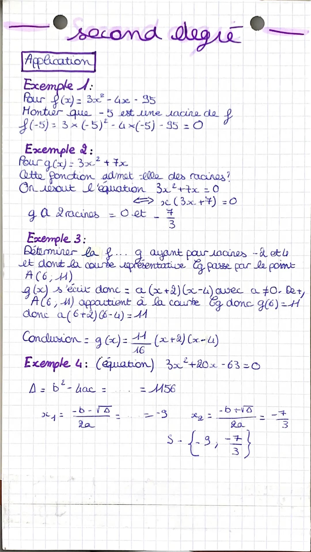 # Second degré-

► Forme developée

f(x)= ax²+bx+c

► Forme canonique

f(x)=a(x-x)²+B avec x =.

►Forme factorisée

-b
x=b et B= f(x)
2a

* 
