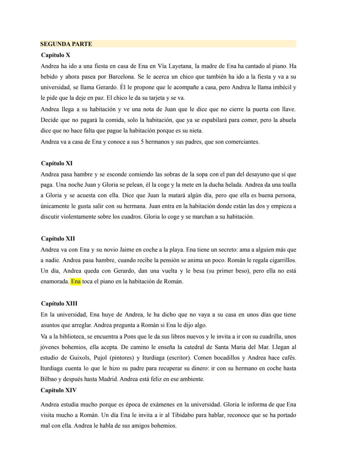 
<h2>PRIMERA PARTE</h2>
<h3>Capítulo I</h3>
<p>Andrea llega a Barcelona en tren de madrugada y se dirige a casa de su abuela en la calle Ari