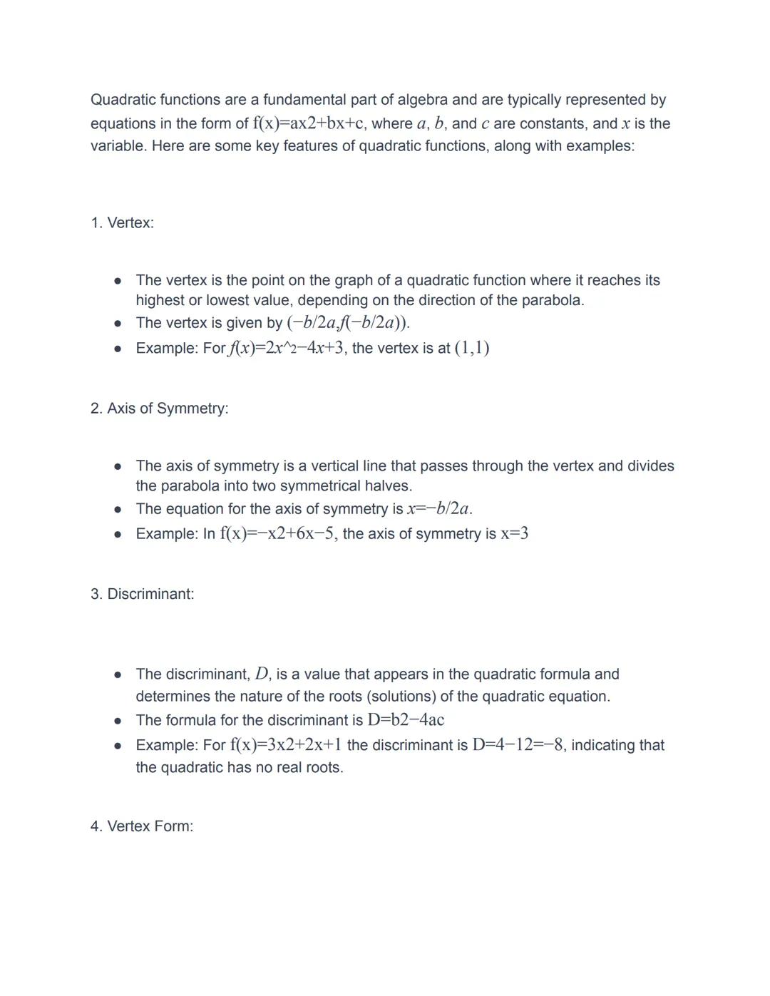 Quadratic functions are a fundamental part of algebra and are typically represented by
equations in the form of f(x)=ax2+bx+c, where a, b, a