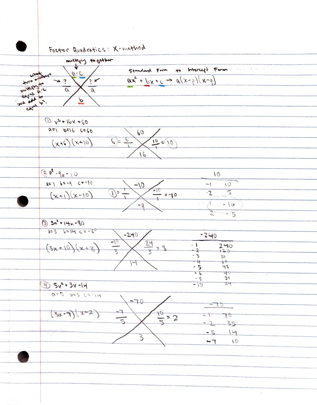 
<h2 id="factorquadraticsxmethod">Factor Quadratics: X-method</h2>
<p>One way to solve quadratic equations is by factoring. There are differ